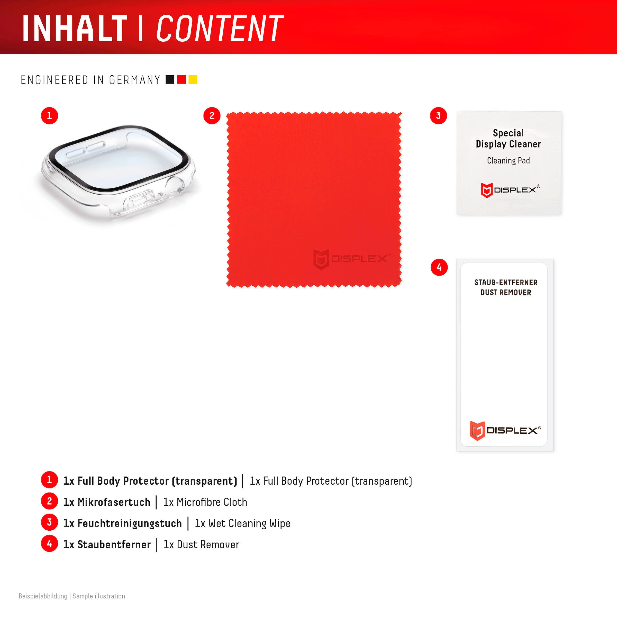 Displex Displayschutzglas »Smartwatch Glass All-In-One Protector Full Body« für Apple Watch SE 40 mm;Apple Watch SE 2 40 mm;Apple Watch SE 3 40 mm Displayschutzfolie, Schutzfolie, Bildschirmschutz, kratz- & stossfest