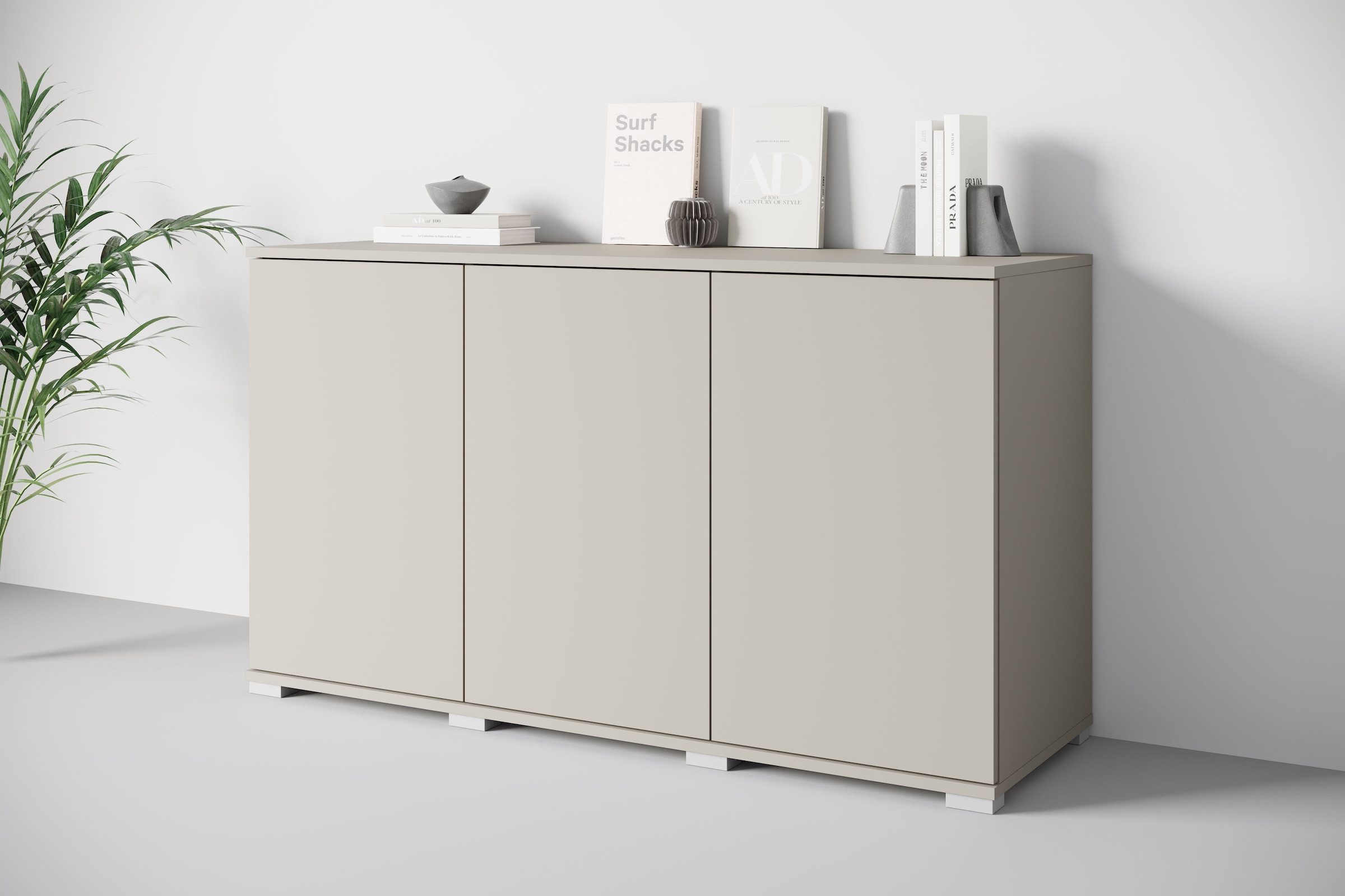 GOODproduct Sideboard »Kenia, moderne grifflose Kommode mit 3 Türen, Breite 120 cm« 1 Stk. tlg. Push-to-Open-Fronten, höhenverstellbaren Einlegeböden