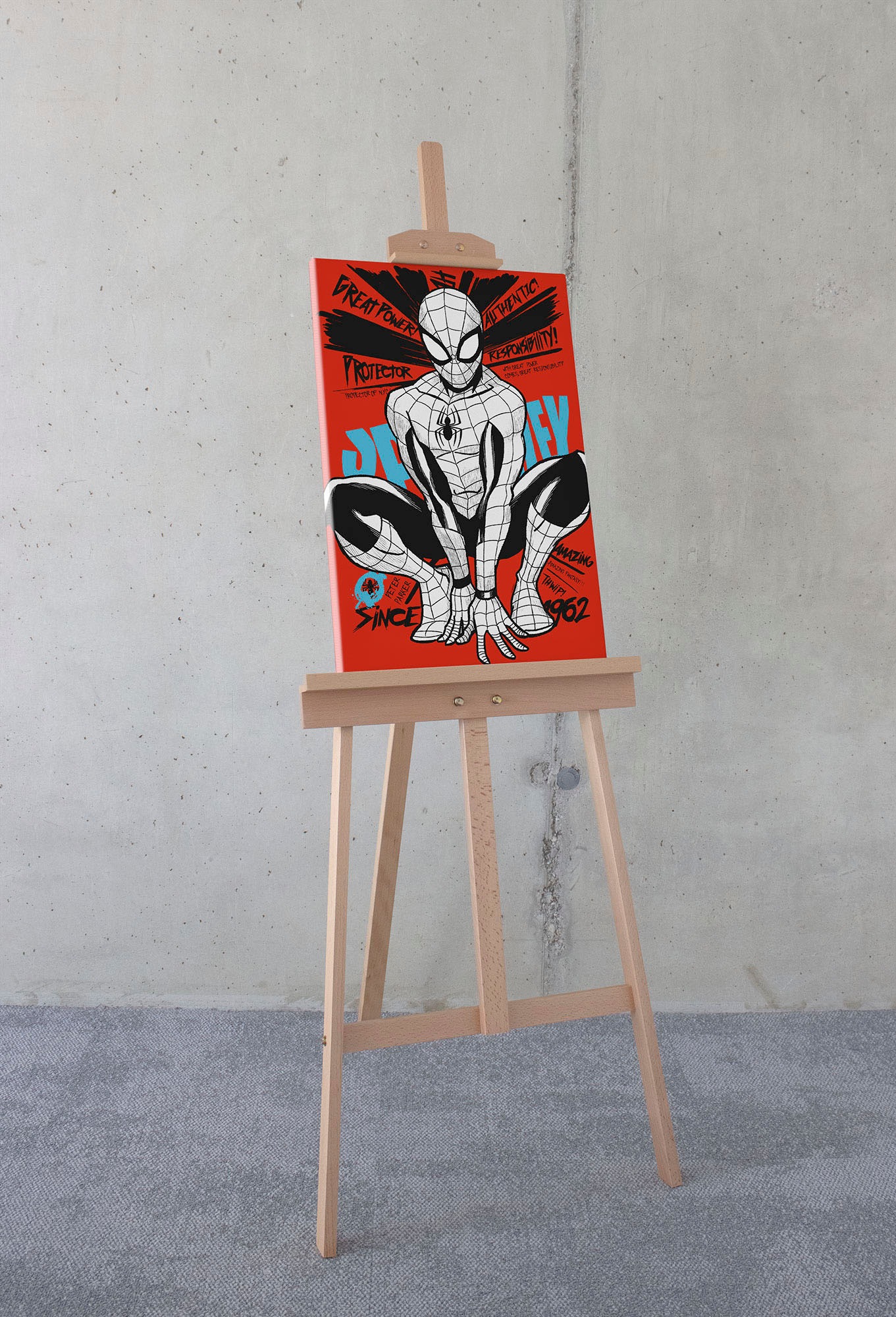 Image of Komar Leinwandbild "Spider-Man Protector of NYC - Grösse 40 x 60 cm" Disney 40 x 60 cm (Breite x Höhe), 1 Stk. tlg. Keilrahmenbild mit Echtholzrahmen, Kinderzimmer
