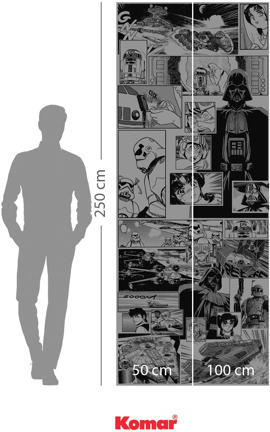 Komar Fototapete »Digitaldruck Vlies - Star Wars Manga Madness - Grösse 100 x 250 cm«, bedruckt, Kinderzimmer