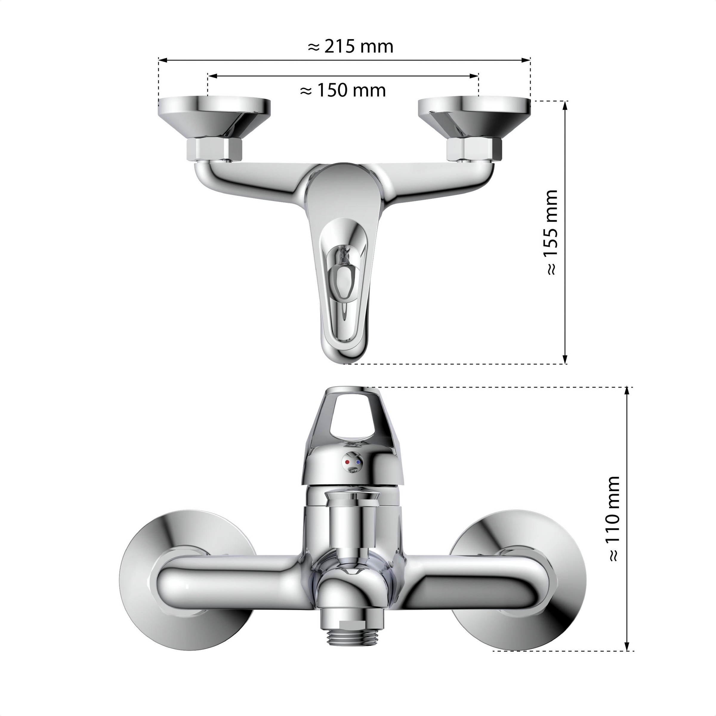 Eisl Unité de mélange pour baignoire »SPEED« image de jet parfaite, cartouche céramique 35 mm remplaçable