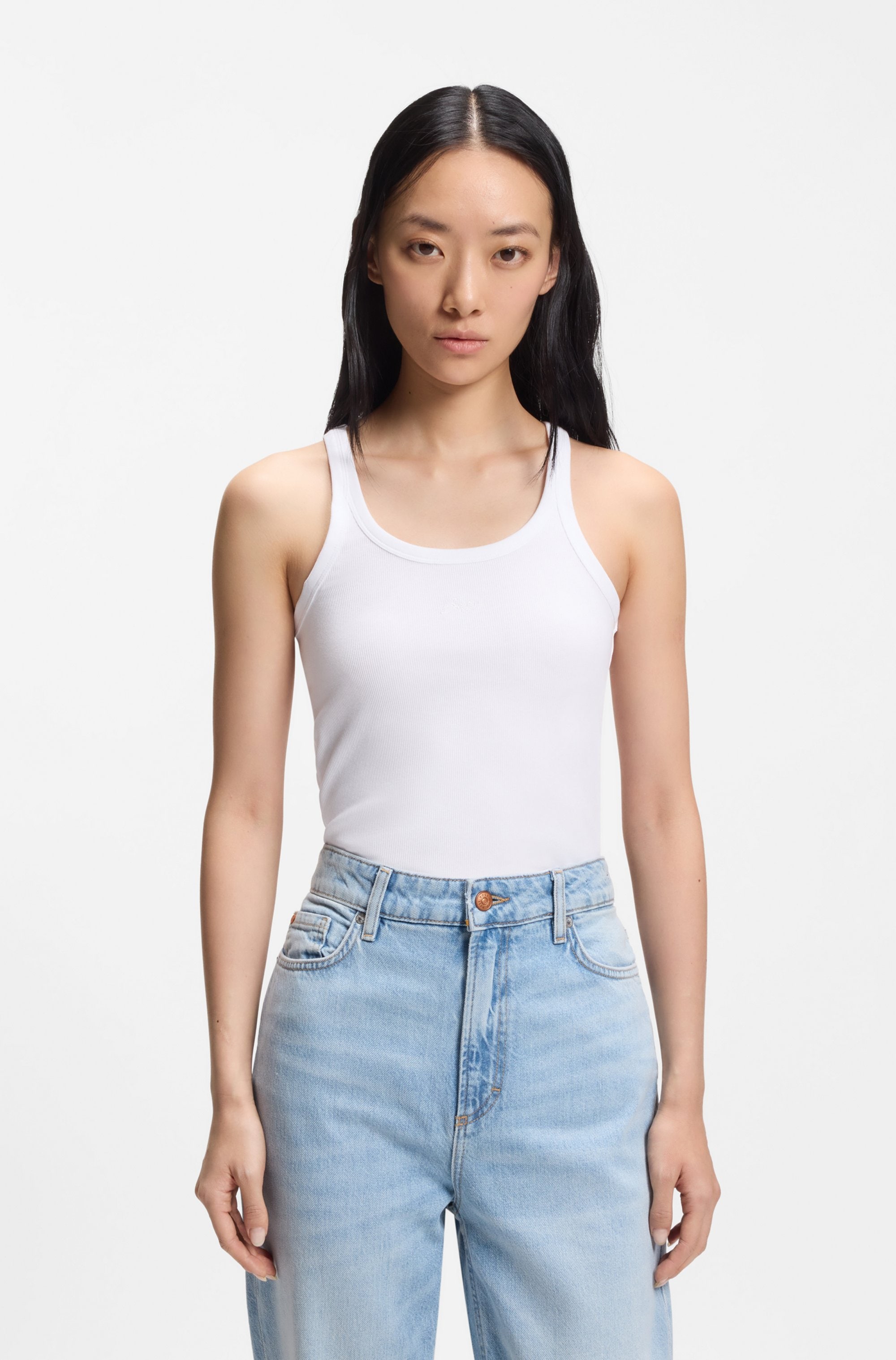 BOSS ORANGE Ripptanktop »Epetite Premium Damenmode« Slim Fit mit Logostickerei