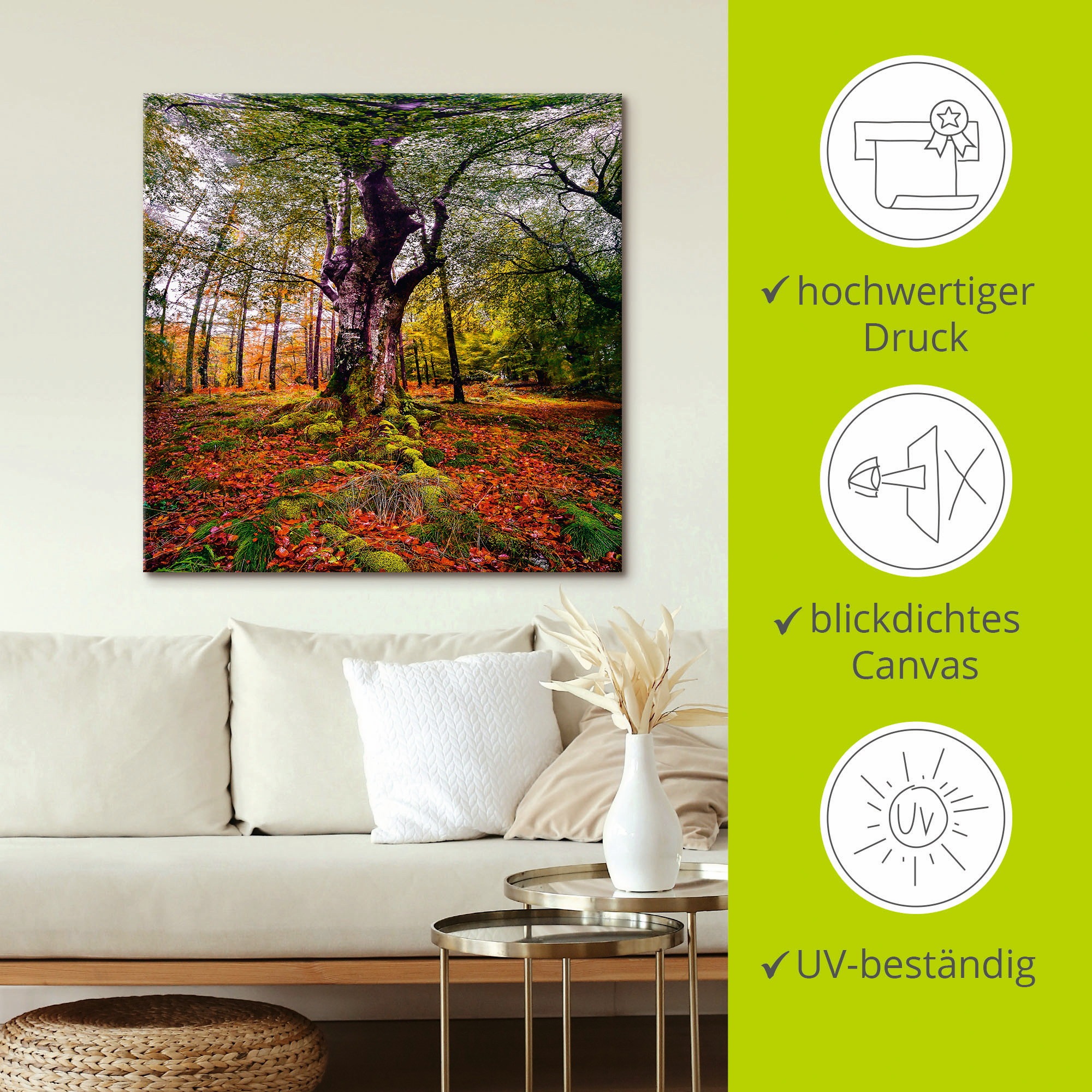 Artland Wandbild »Baum im Wald«, Baumbilder, (1 St.), als Leinwandbild, Poster in verschied. Grössen