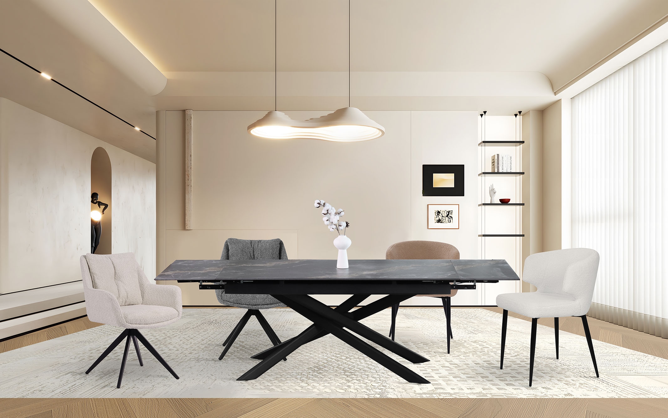 SIT Chaise avec accoudoirs »Detroit 2er-Set mit Teddyfell & schwarzen Metallbeinen« (Ensemble) 2 cuisRevêtement en fourrure Teddy certifié Öko-Tex et accoudoirs confortables