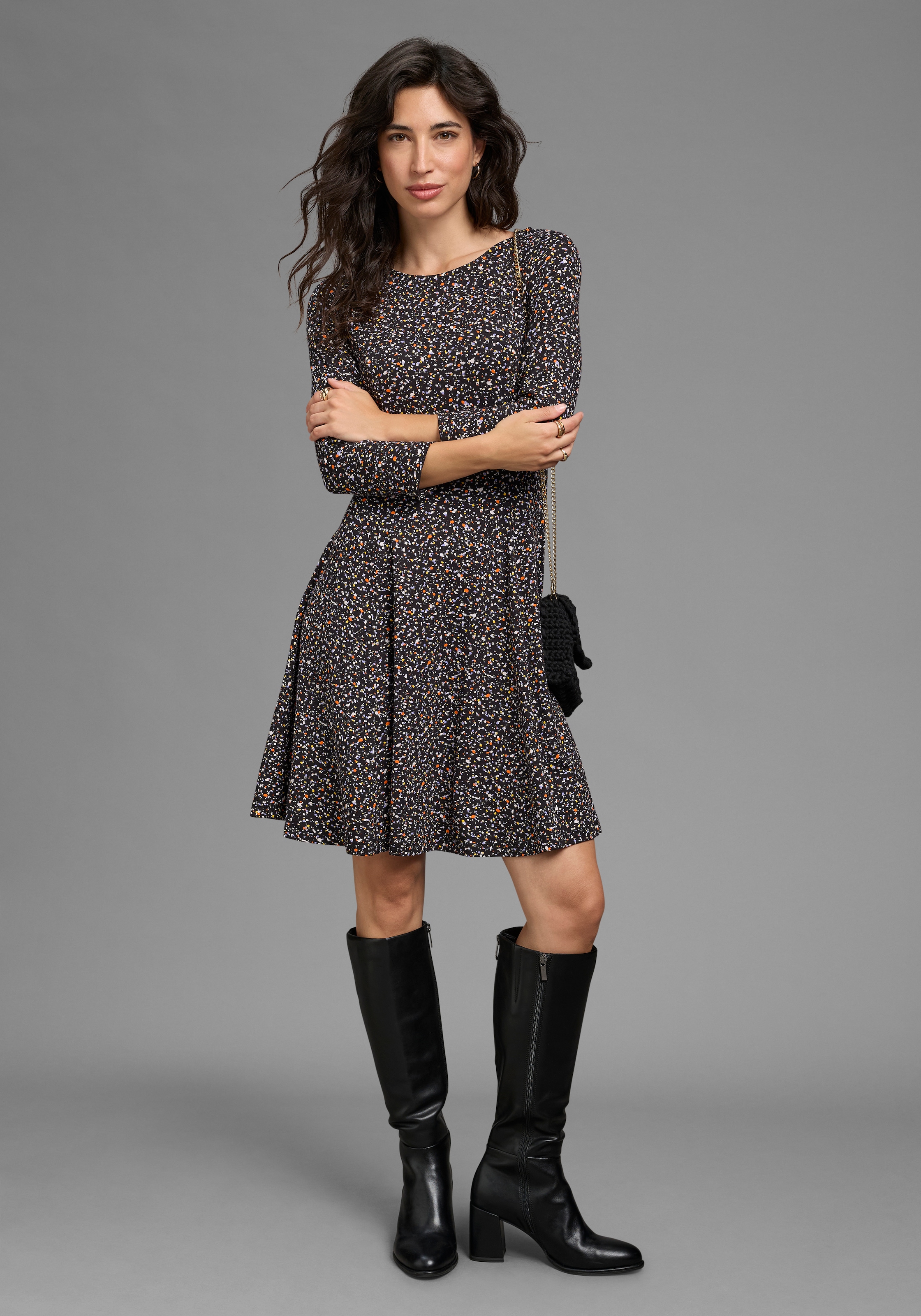 Laura Scott Robe en jersey Robe sportive-féminine, longueur genou, avec motif floral intégral