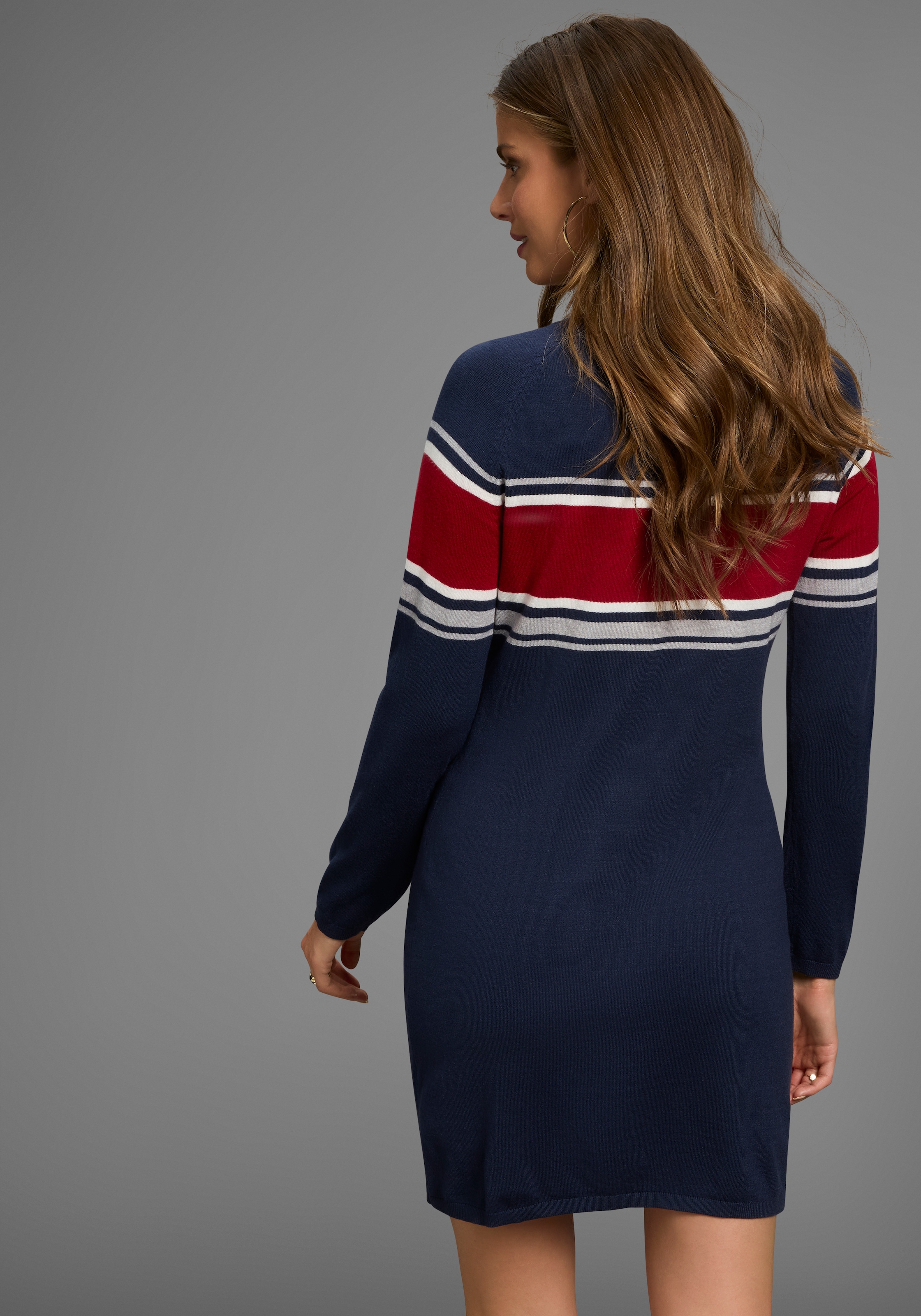 Laura Scott Strickkleid Ohne Taschen in figurnaher Form mit Zierstreifen