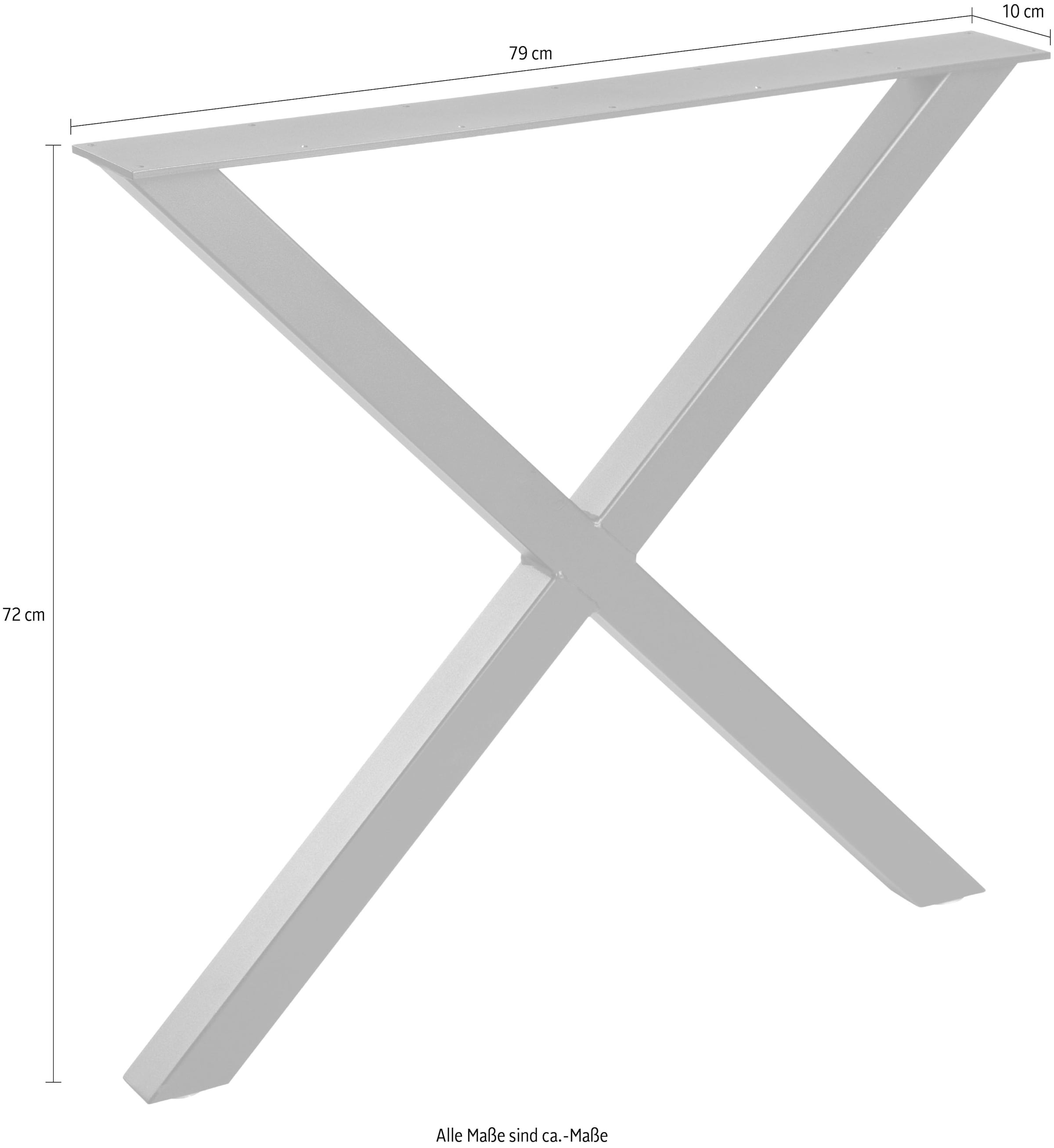 WOOOD Pied de table »Tablo X-Form aus Metall mit Pulverbeschichtung B 79 x T 10 x H 72 cm« structure en forme de X, capacité de charge 50 kg, facile à monter