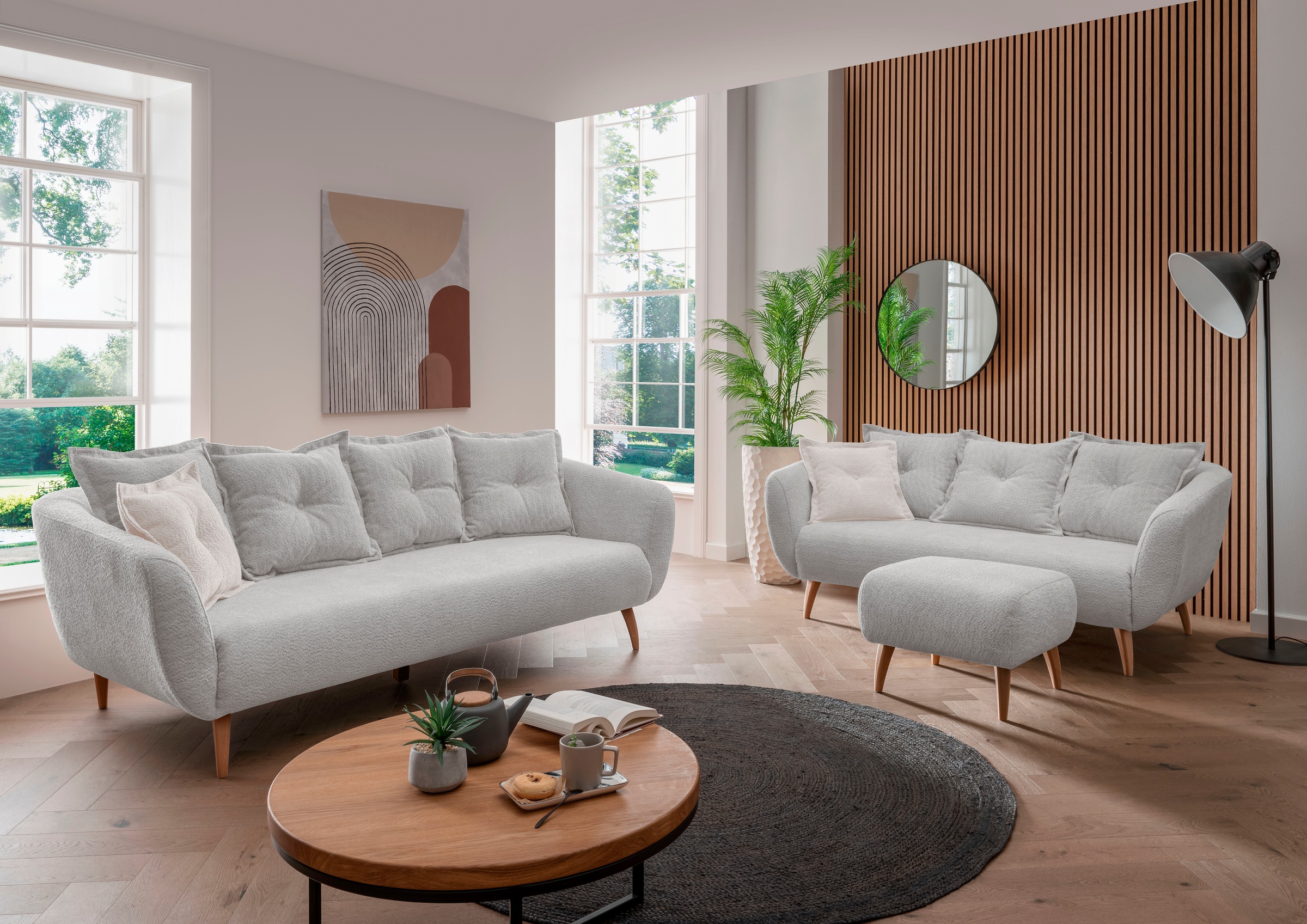 Home affaire 3-Sitzer »Baggio modern und romantisches Design, bequem«, Zierkissen inklusive