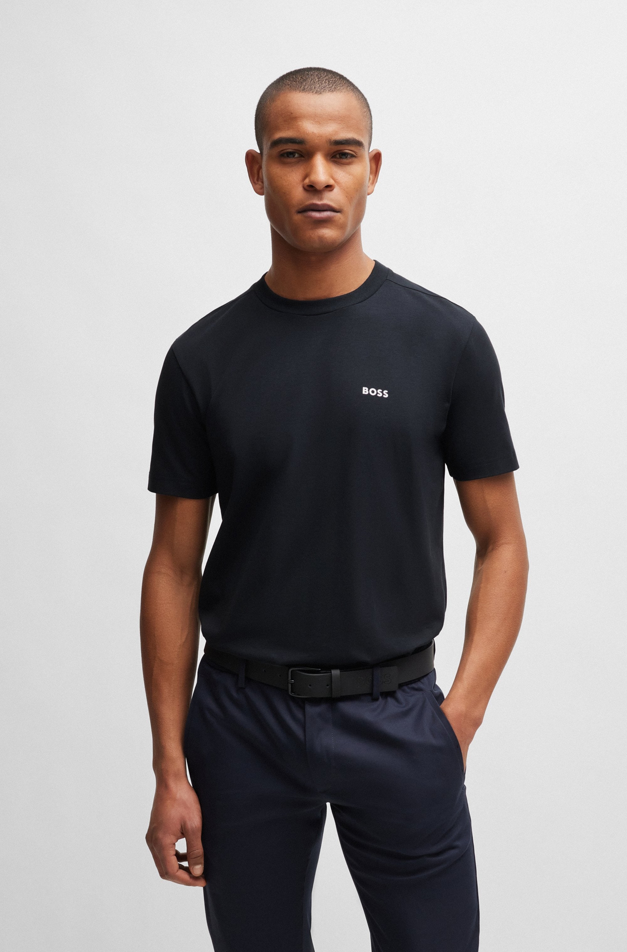 BOSS GREEN Rundhalsshirt »Tee«, mit gummiertem Kontrast-Logo