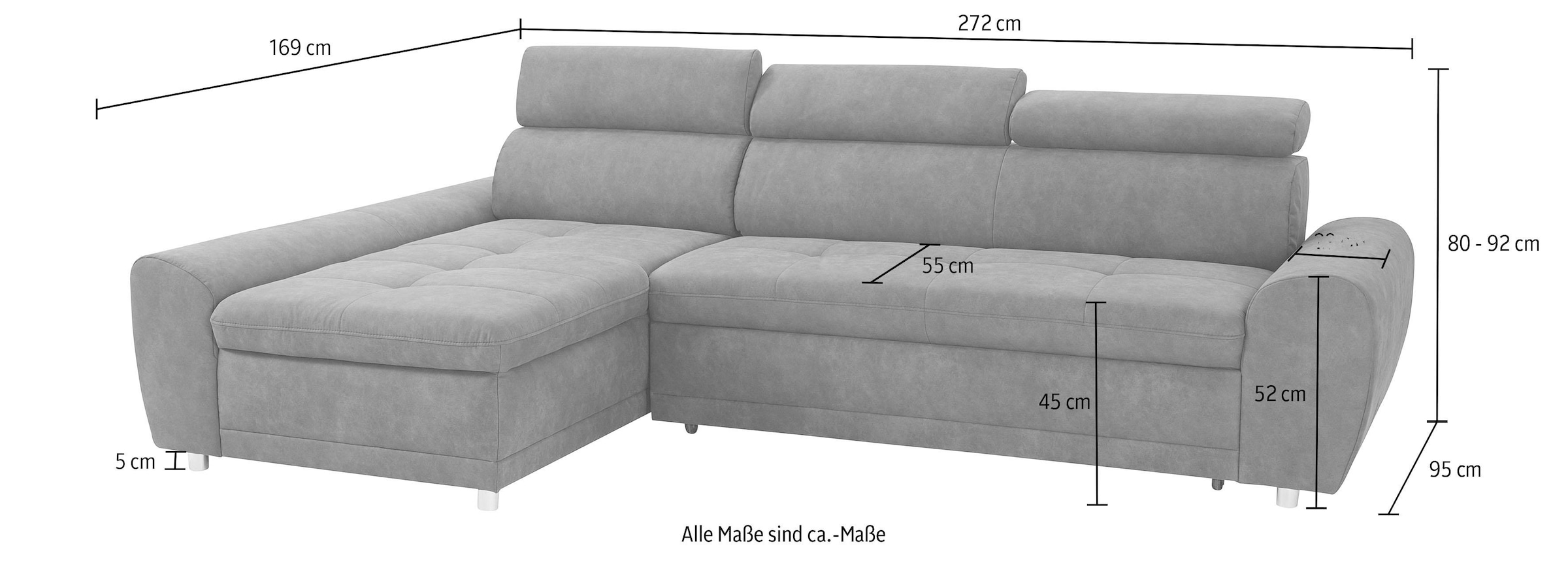 wahlweise Kopteilverstellung, mit sit&more Ecksofa »Riva«, inklusive Bettfunktion auf versandkostenfrei