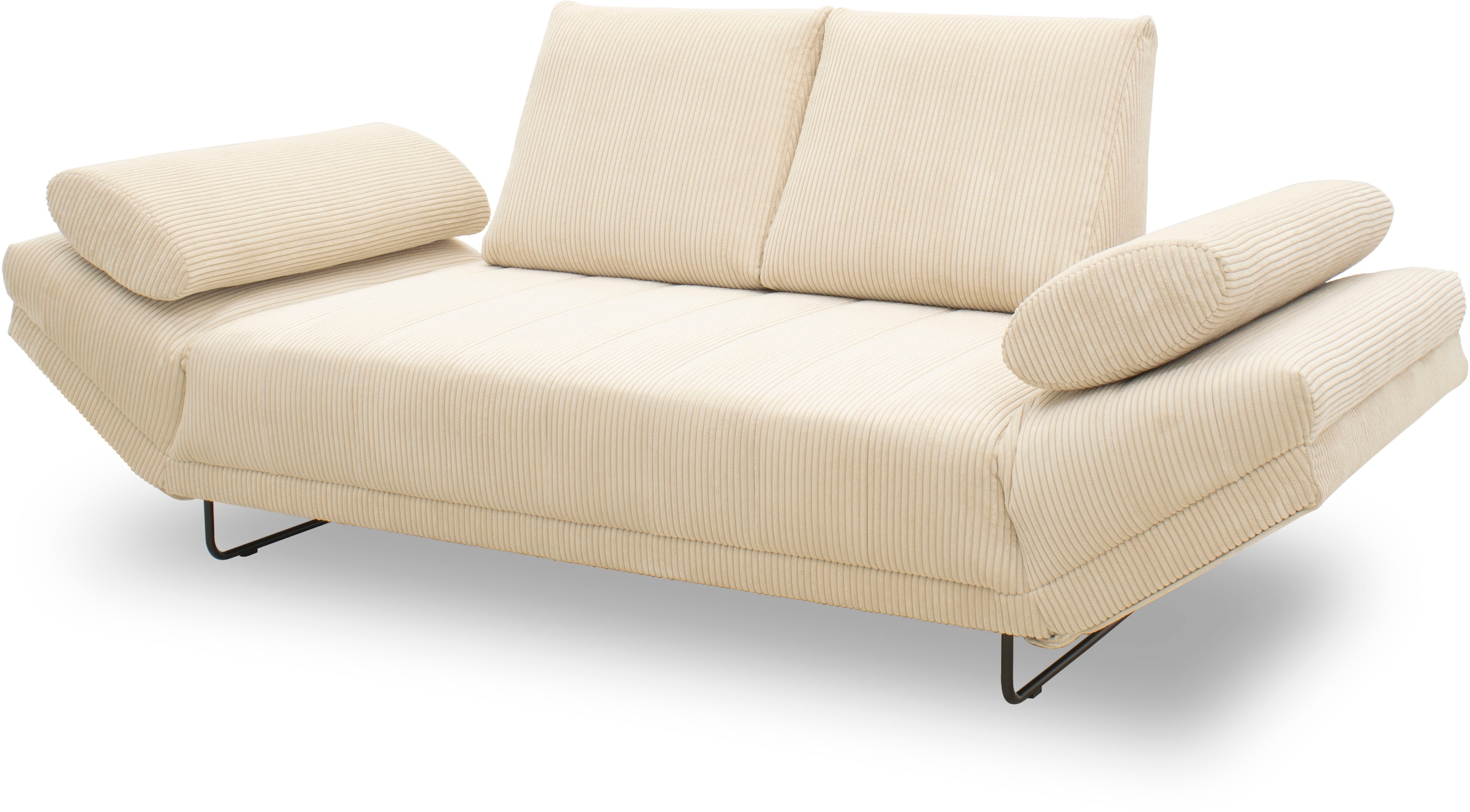 INOSIGN Schlafsofa »Jadelyn mit klappbaren Armlehnen, Bettsofa mit Federkern, Breite 250cm« Federkern, Cord-Bezug, incl. 2 Armlehnkissen, Liegefläche 97x250 cm