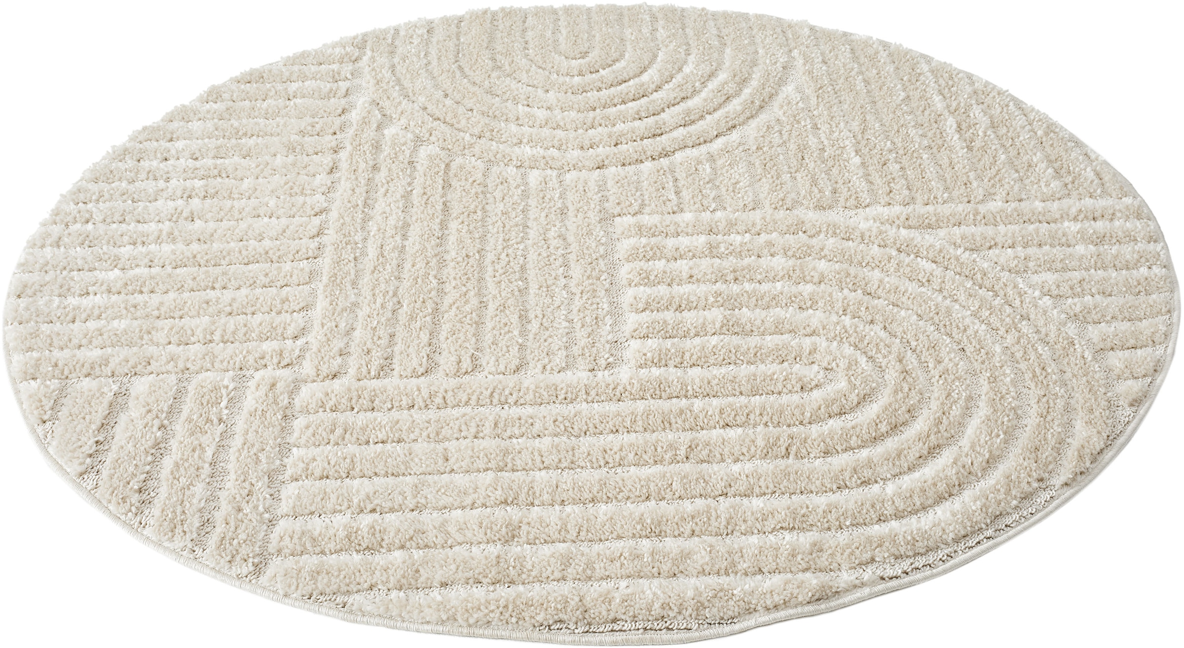 GOODproduct Teppich »Jonne, Boho-Design, Scandi, Designteppich« rund 20 mm Höhe Hoch-Tief, 3D Optik, skandinavischer Stil, Wohnzimmer, Schlafzimmer