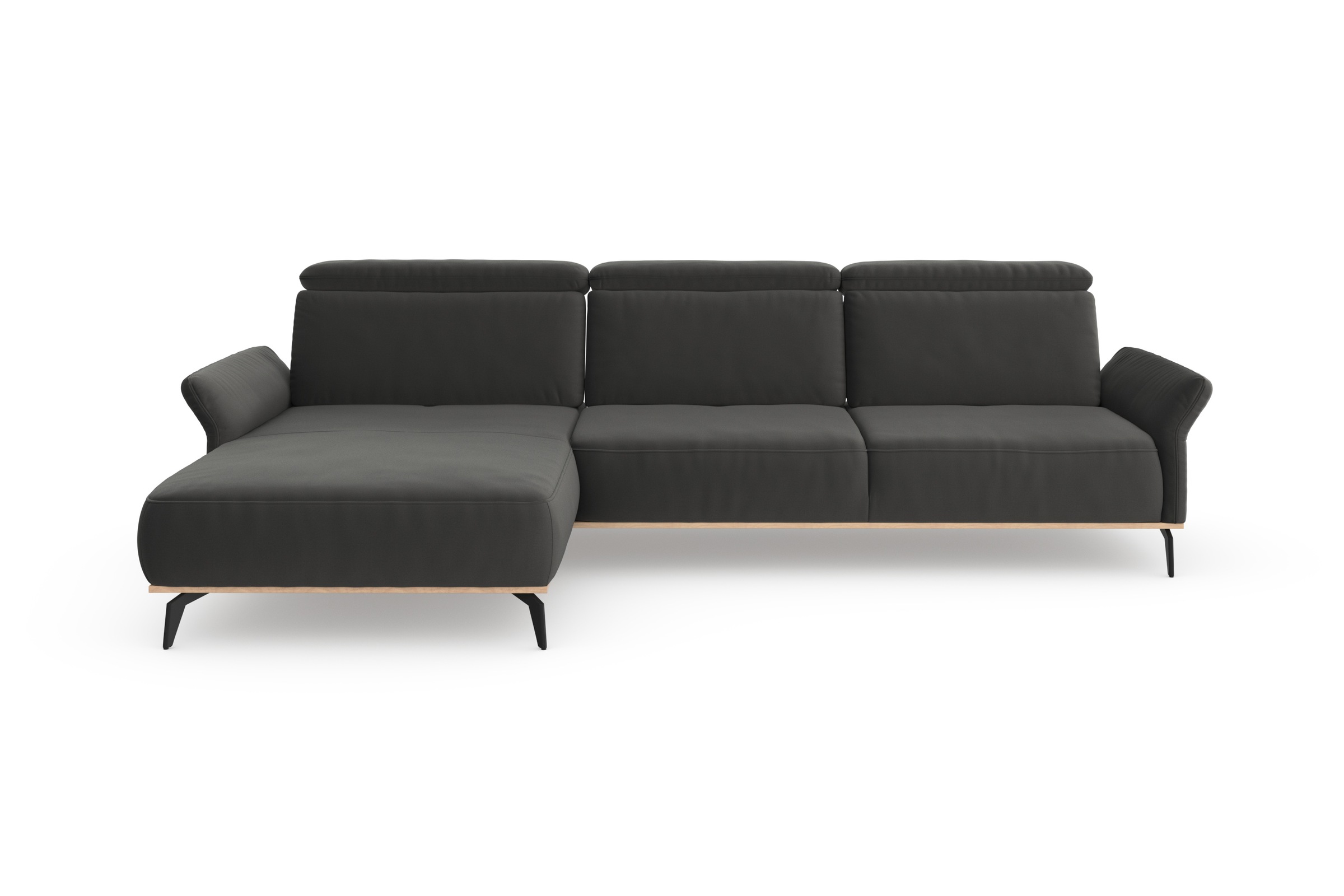 Places of Style Ecksofa »Fjord L-Form«, massiv, wahlweise mit Armlehnfunktion, Kopf- Sitztiefenverstellung