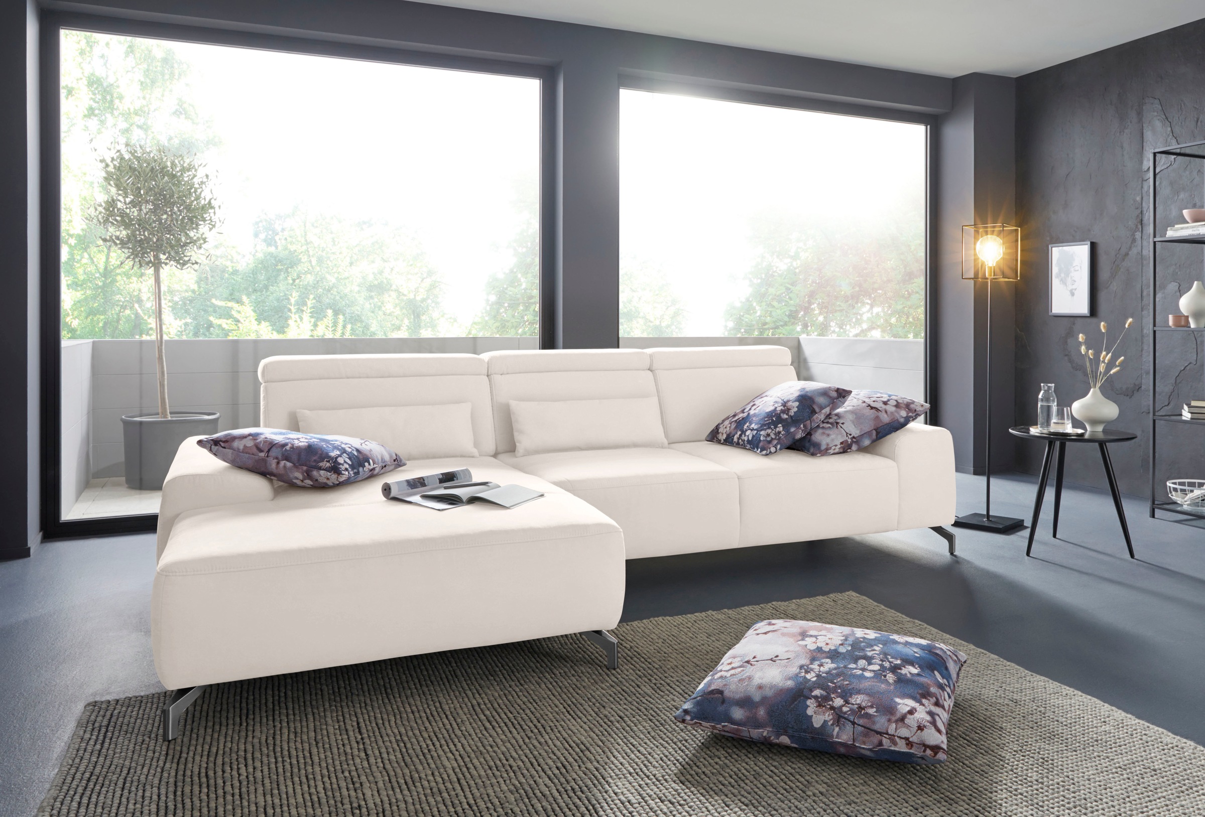 sit&more Ecksofa »Gizeh L-Form«, Fusshöhe 12 cm, inklusive Sitztiefenverstellung und Kopfteilverstellung