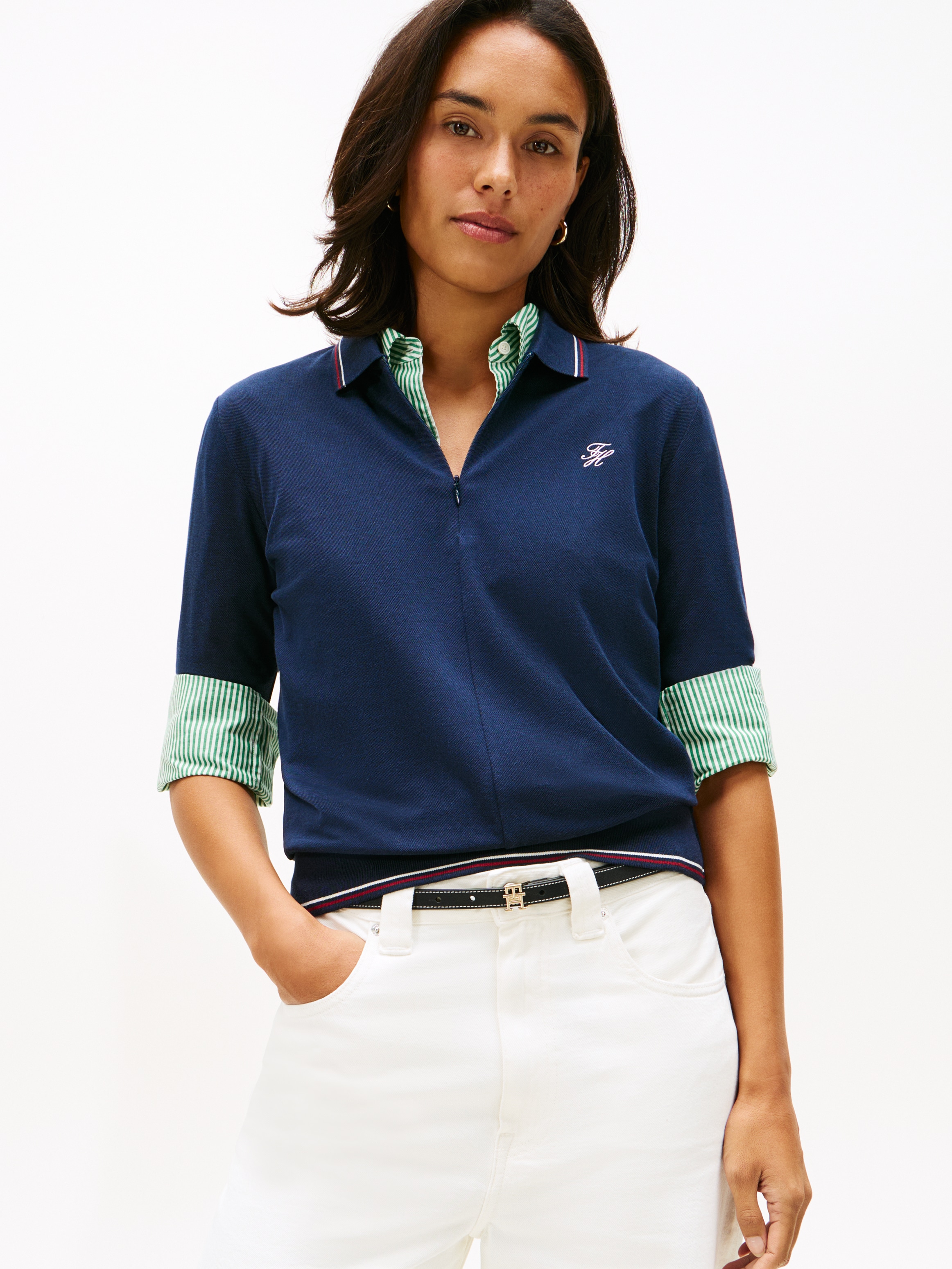 Image of Tommy Hilfiger Poloshirt "TH SCRIPT LYOCELL ZIP SS POLO"