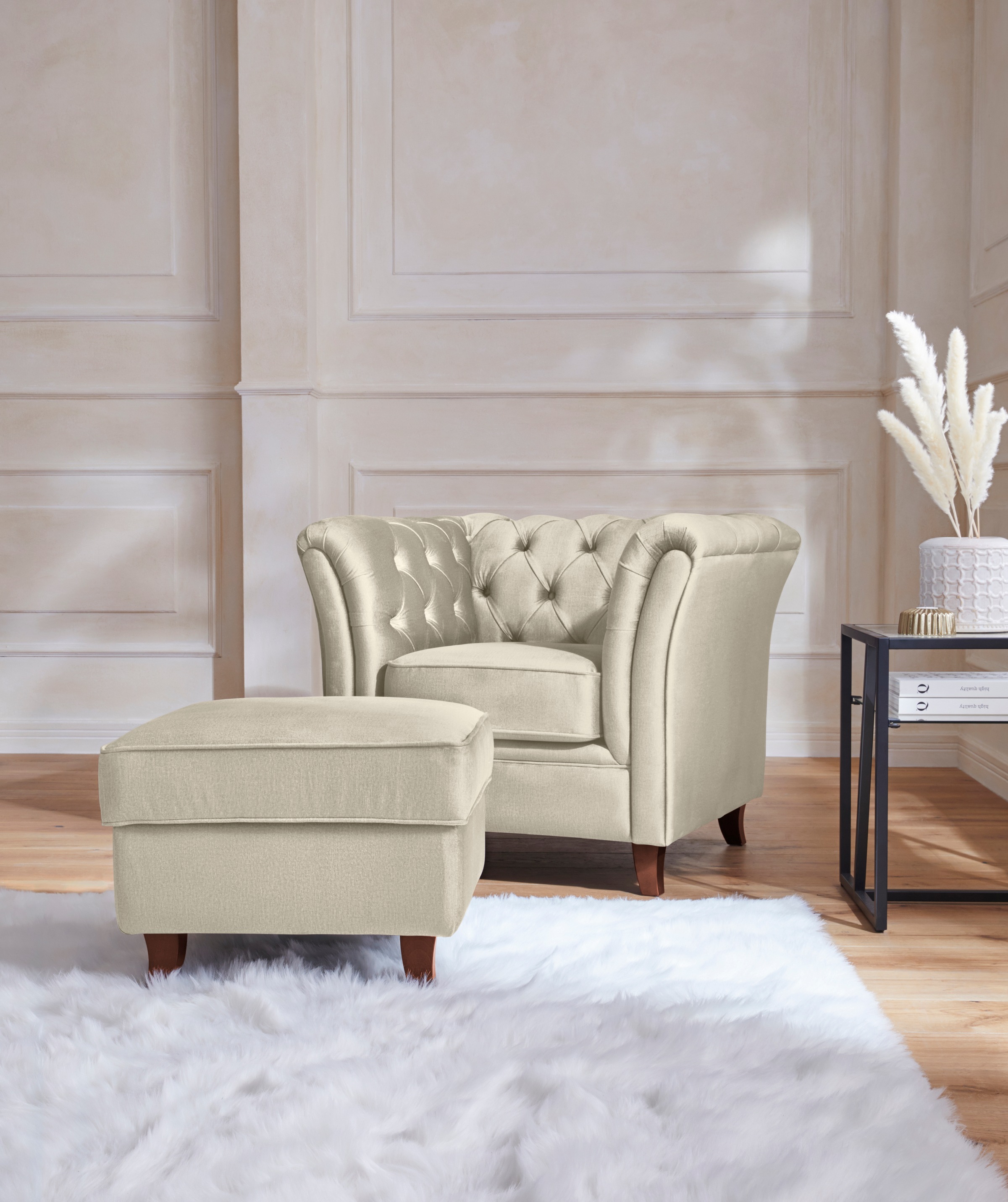 Home affaire Chesterfield-Sessel »Reims Cocktailsessel, Sessel«, mit echter Chesterfield-Knopfheftung, hochwertige Verarbeitung