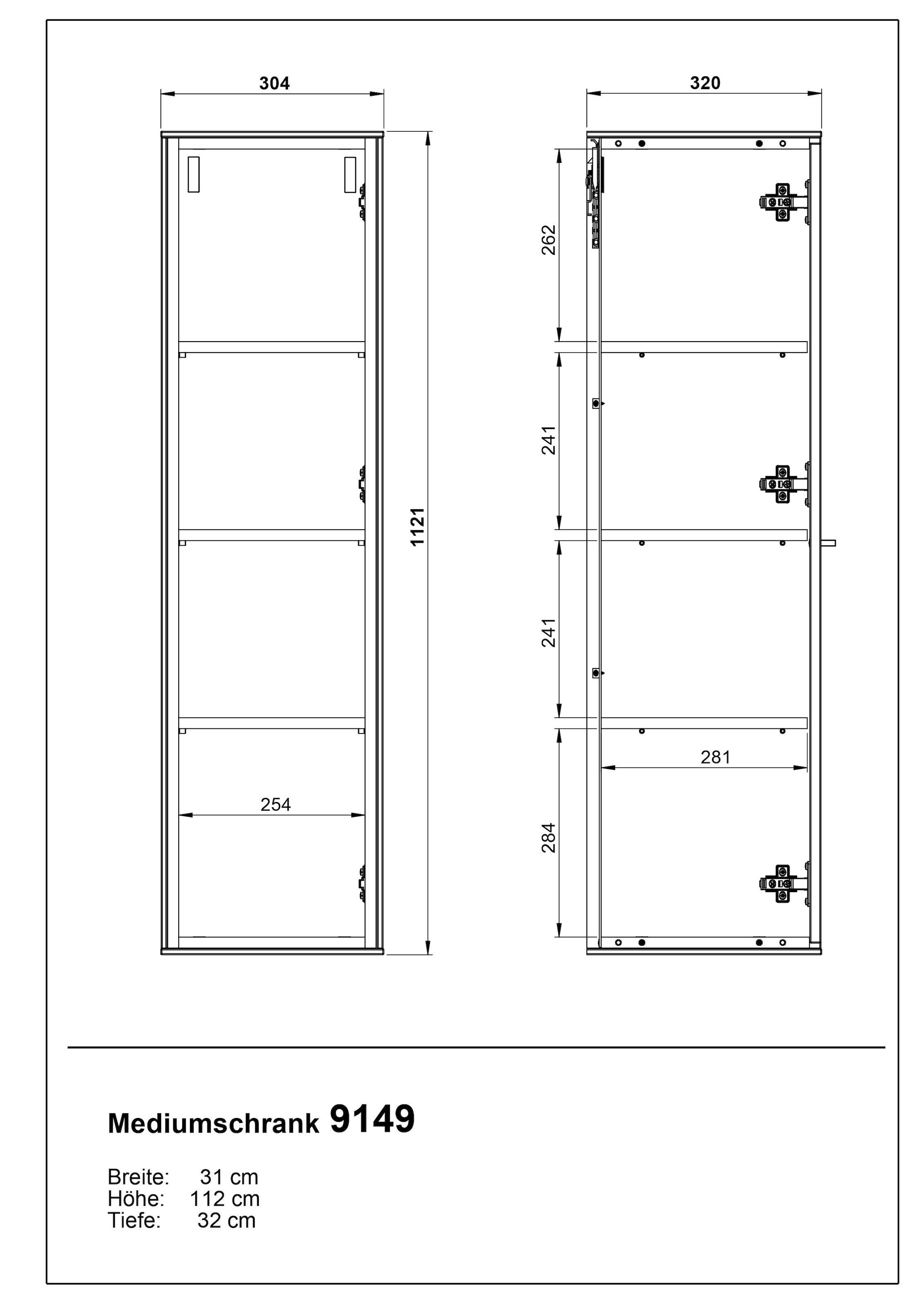 GERMANIA Armoire intermédiaire »Medium-Schrank "Sovana"« 1 cuis tlg. Hängender Medium-Schrank mit einer gedämpften Tür