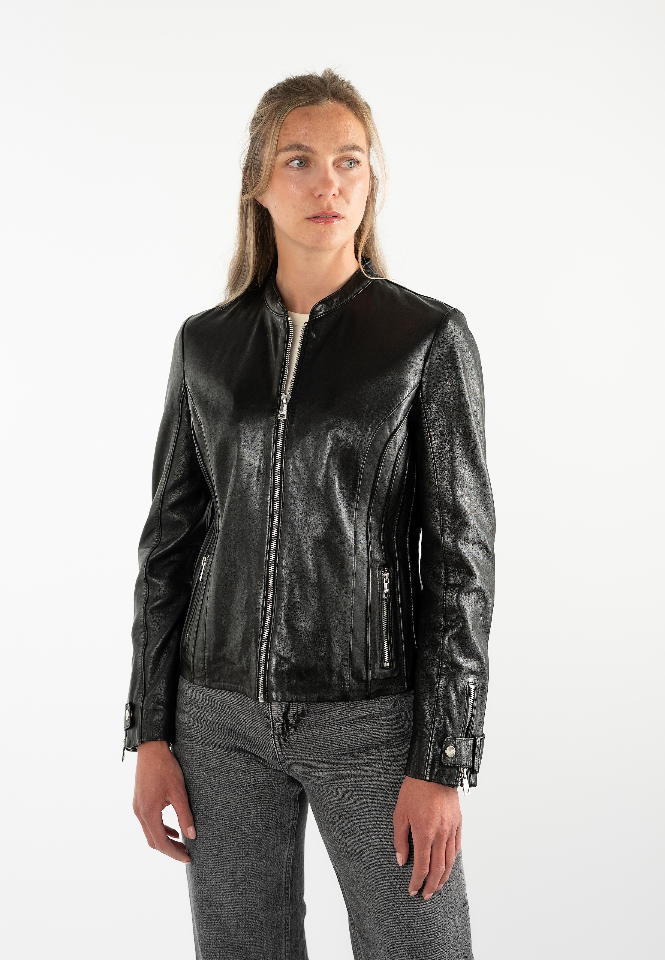 Mauritius Veste en cuir »MWLuciana« avec col montant court