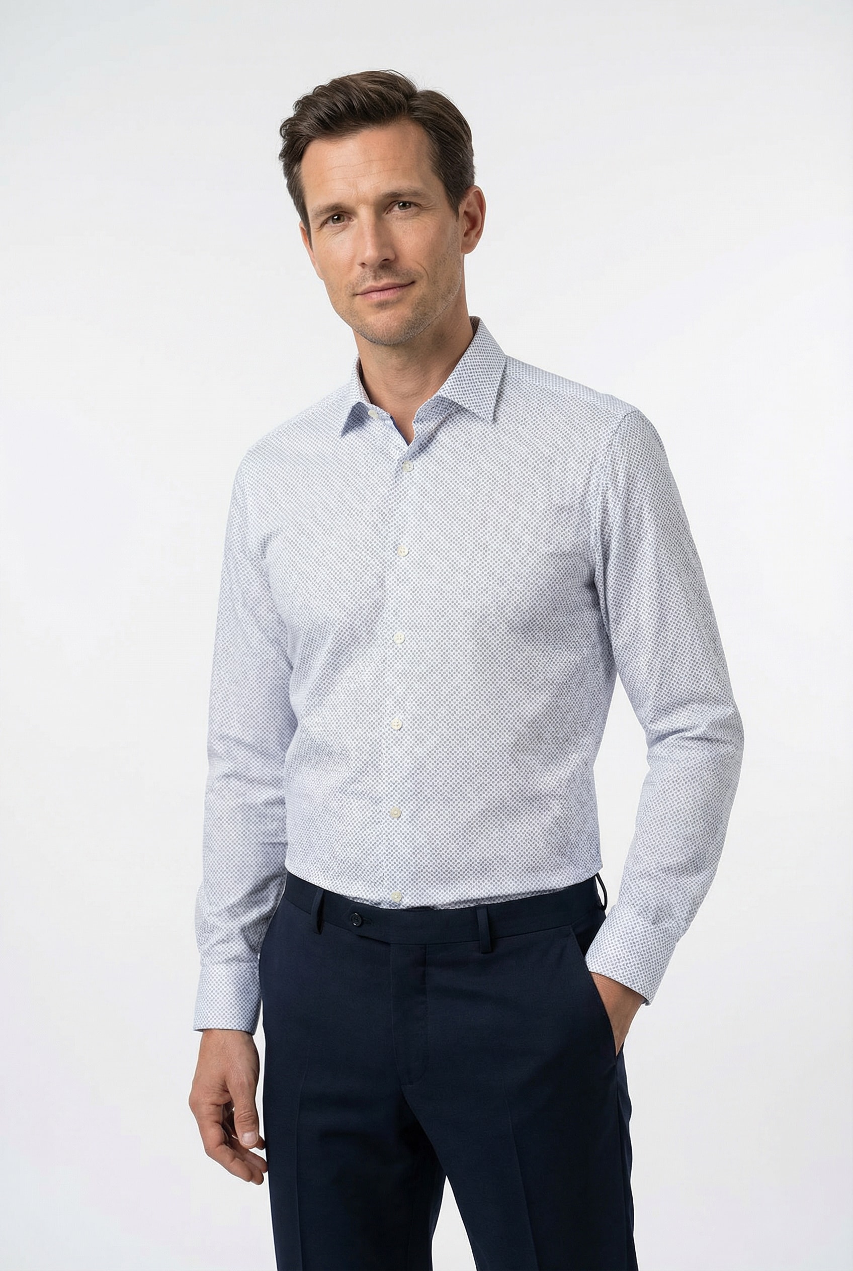 Image of OLYMP Langarmhemd "Luxor 24/Seven modern fit" Atmungsaktiv, gemustert, modern fit, Jersey, Businesshemd