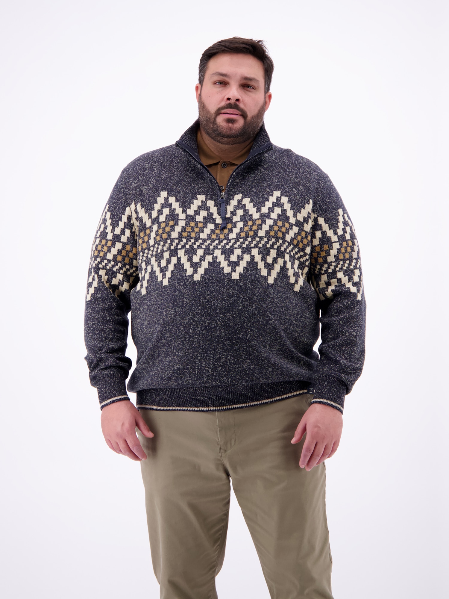 LERROS Norwegerpullover »LERROS Troyer mit Norwegermuster in Übergrössen«