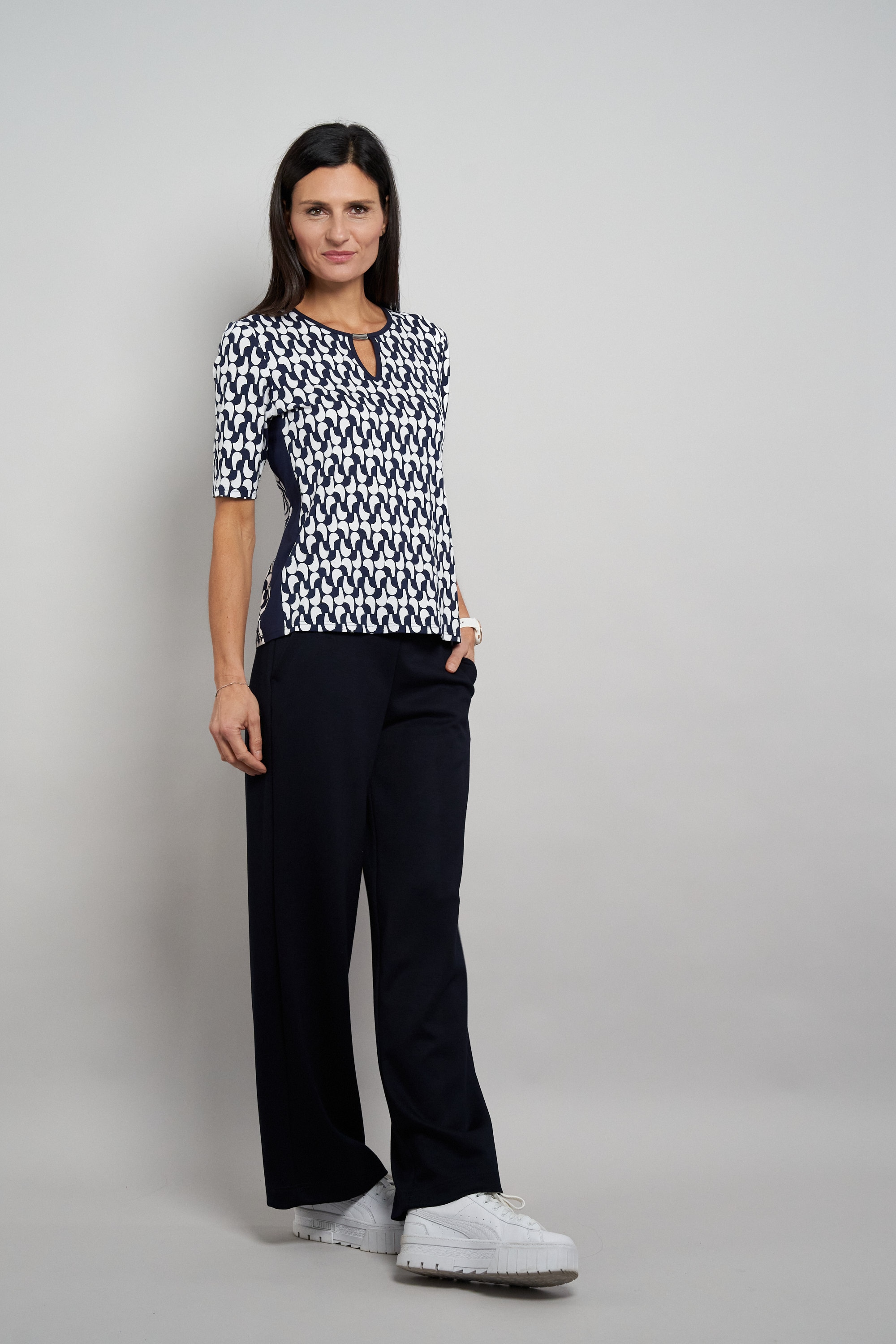 Seidel Moden Shirt à col rond mit grafischem Muster - MADE IN GERMANY