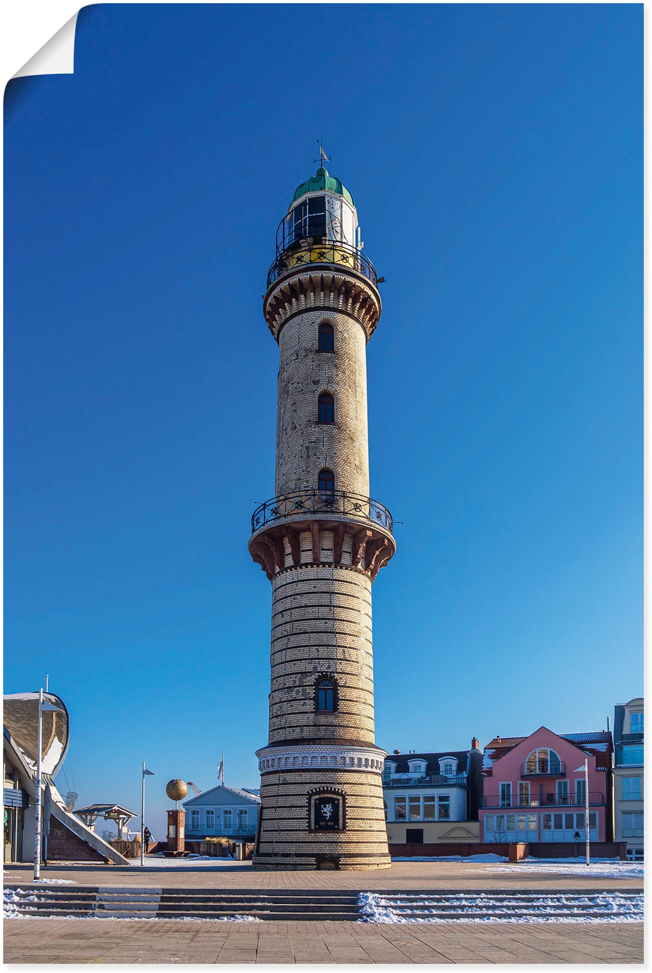 Image of Artland Wandbild »Leuchtturm in Warnemünde im Winter«, Gebäude, (1 St.), in vielen Grössen & Produktarten - Alubild / Outdoorbild für den Aussenbereich, Leinwandbild, Poster, Wandaufkleber / Wandtattoo auch für Badezimmer geeignet bei Ackermann Versand Sc