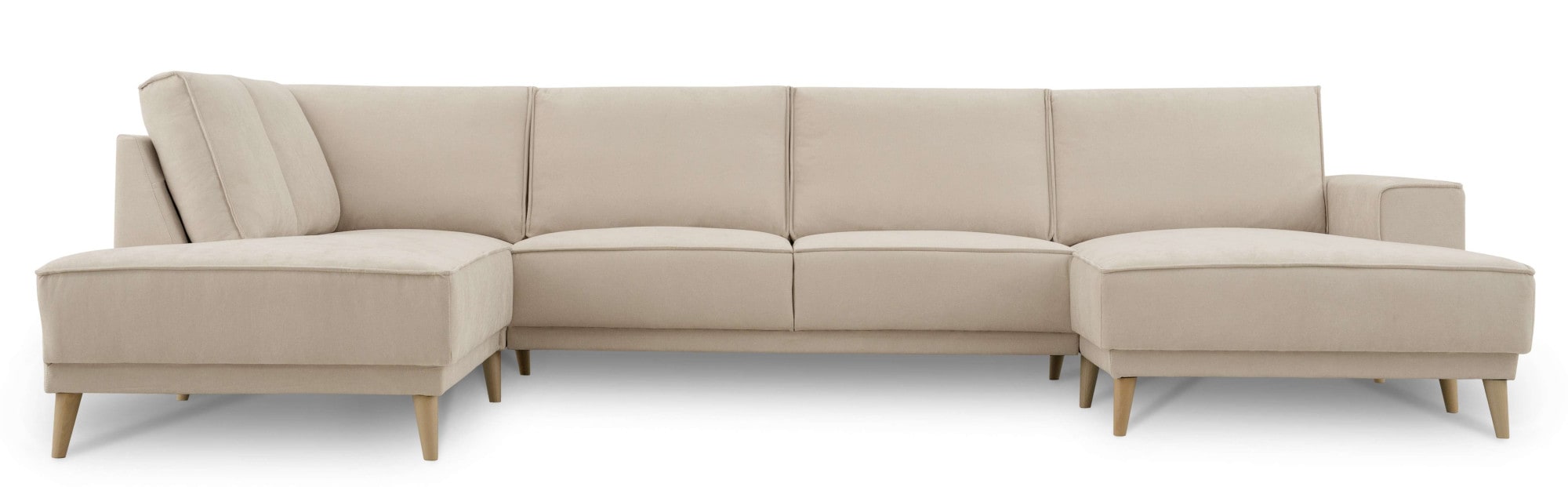 GOODproduct Paysage de salon »Oland Skandi, weicher Chenille-Stoff« U-Form, 345 cm, Wellenunterfederung, Skandi-Design, Massivholzfüsse