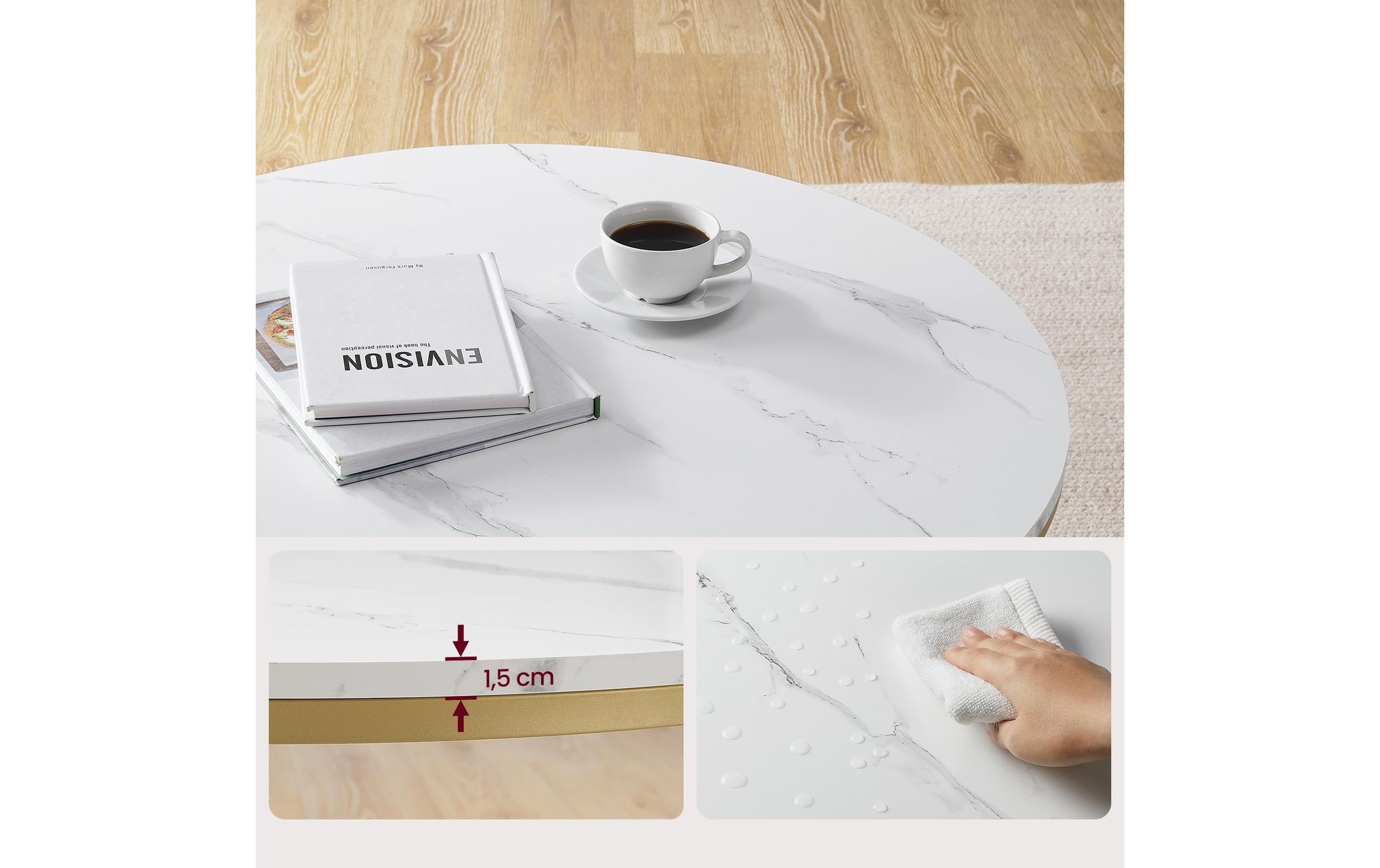 VASAGLE Beistelltisch »mit Glas 80 x 46 cm«
