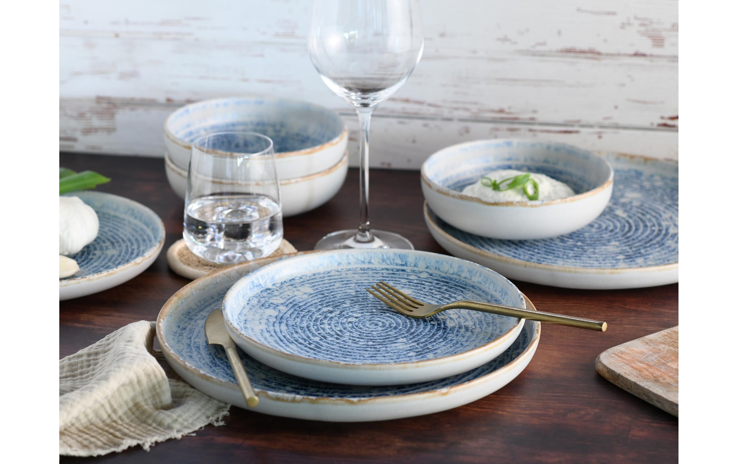 CreaTable Service combiné »Teller-Set Blau/Weiss«