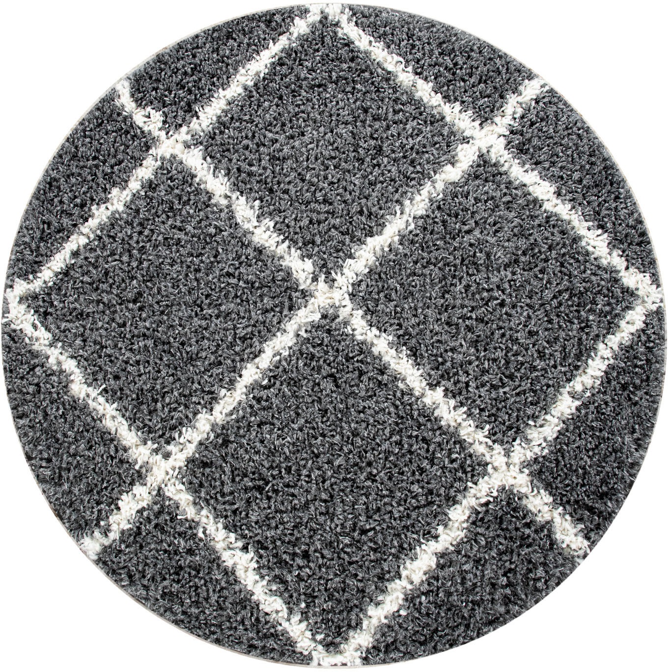 Paco Home Hochflor-Teppich »Kalmar 441«, rund, 40 mm Höhe, Scandi Design, Rauten Muster, weich & kuschelig