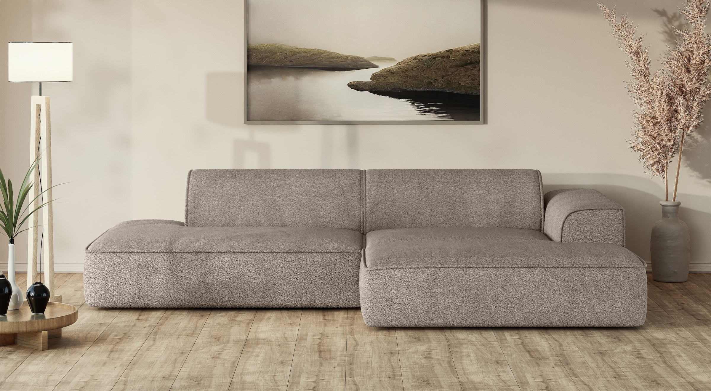 Image of exxpo - sofa fashion Ecksofa "Billund modernes Designsofa, bequem und elegant, Breite 294cm, L-Form" modern, L-form, Wellenfedern, inklusive 2x Nierenkissen