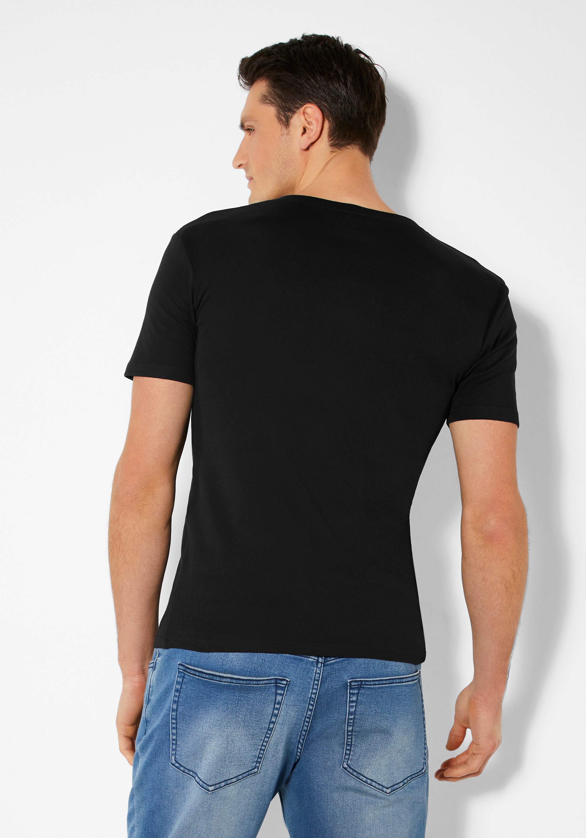 aufwendiger auf T-Shirt, H.I.S mit als Knopfleiste versandkostenfrei ♕ perfekt (Packung), Unterziehshirt