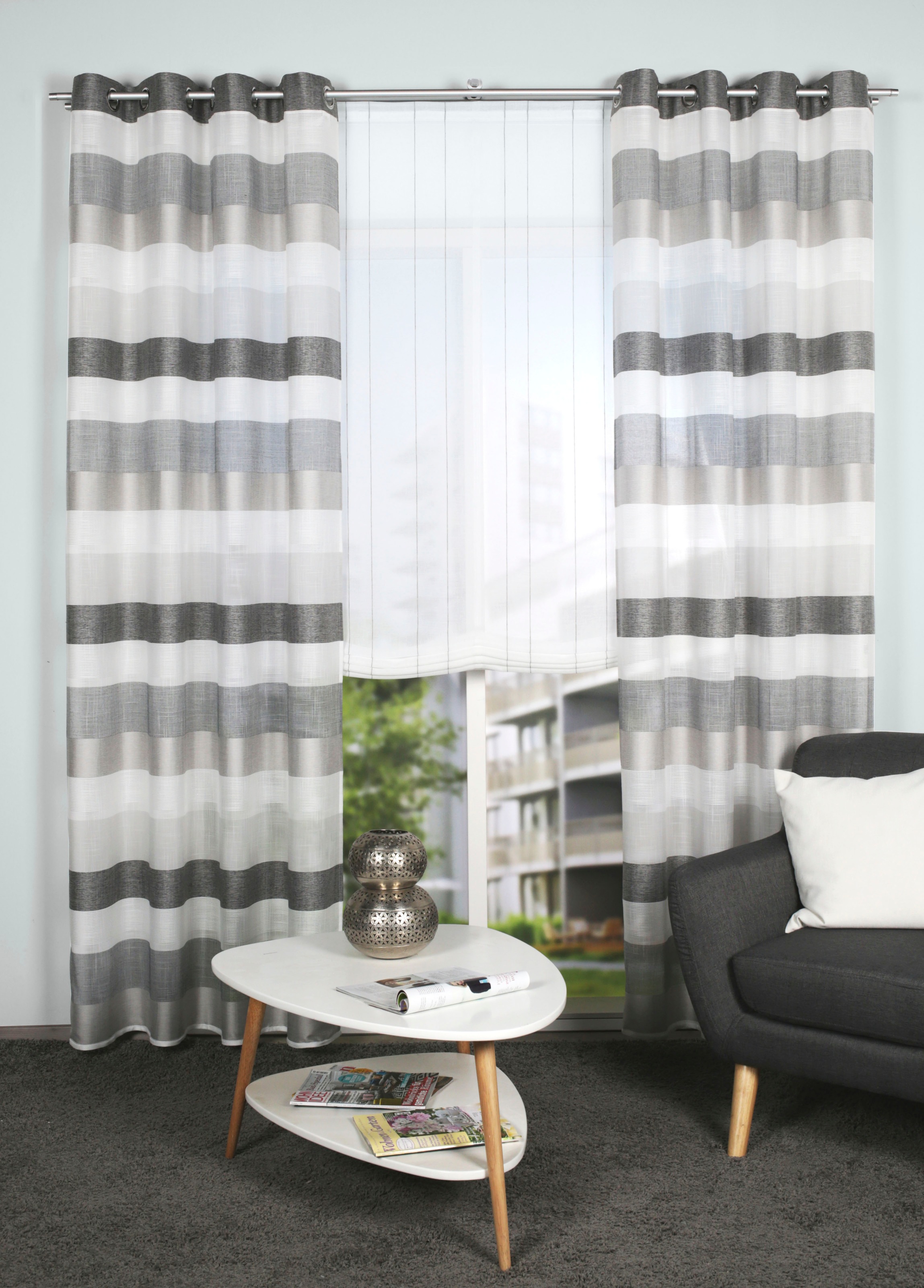 Image of HOME WOHNIDEEN Gardine »OLAV«, (1 St.), Fertigschal- Querstreifen bei Ackermann Versand Schweiz