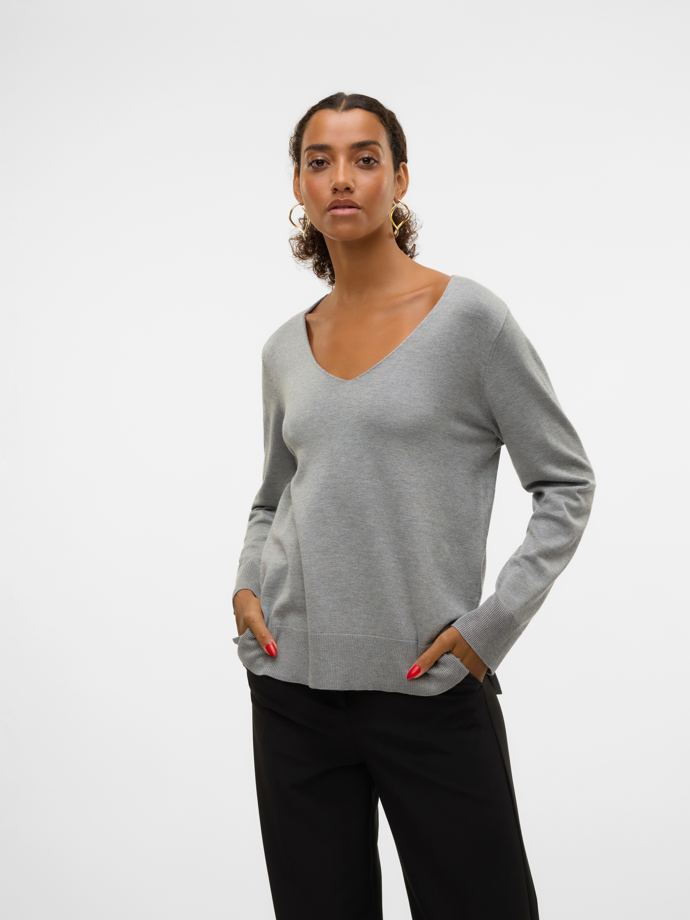 Image of Vero Moda Strickpullover "VMSILJE LS V-NECK PULLOVER GA NOOS"