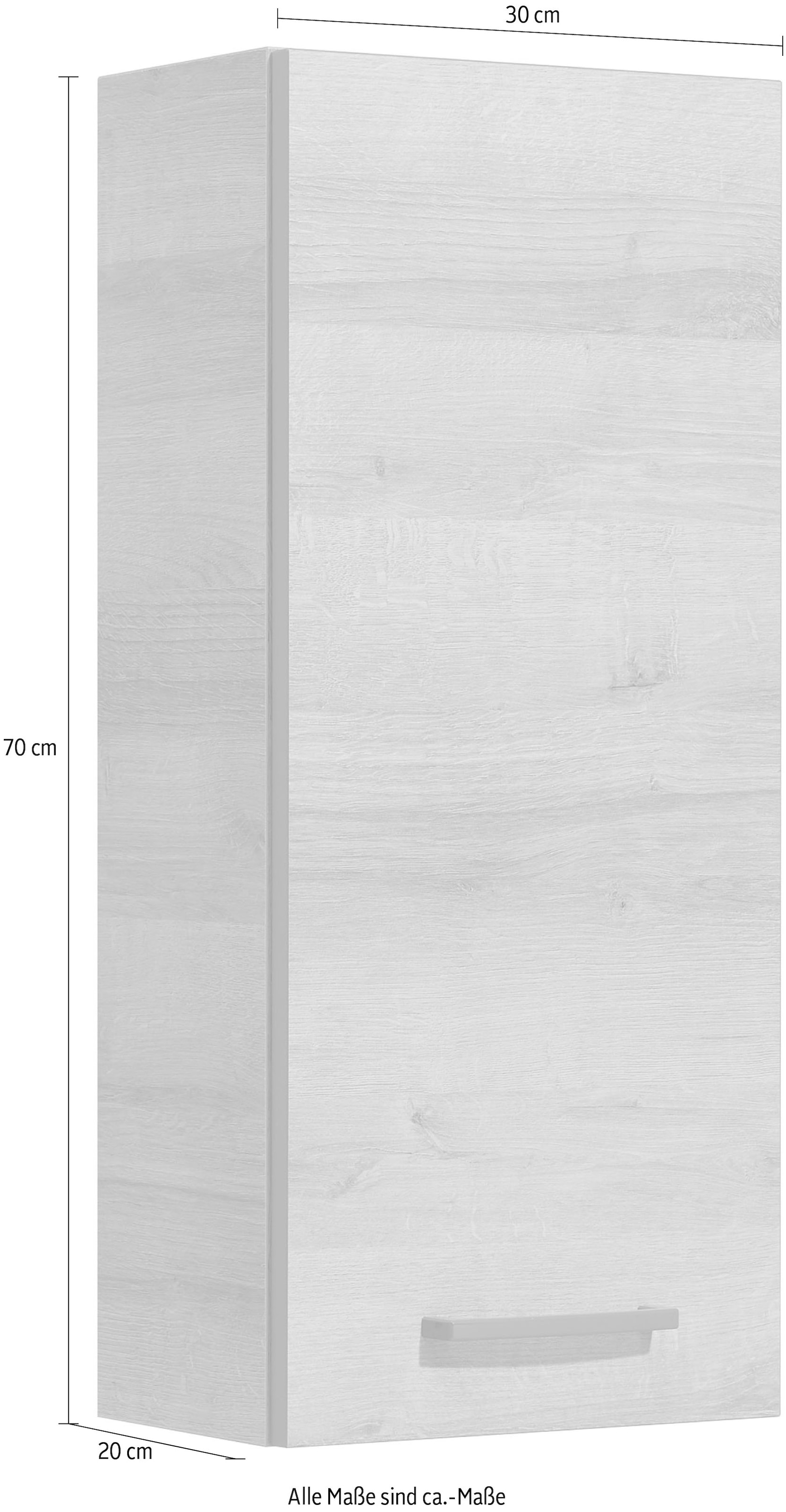 Saphir Hängeschrank »Quickset 919 Badschrank 30 cm breit mit 1 Tür und 2 Glas-Einlegeböden« Badezimmer-Hängeschrank inkl. Türdämpfer, Griffe in Grau