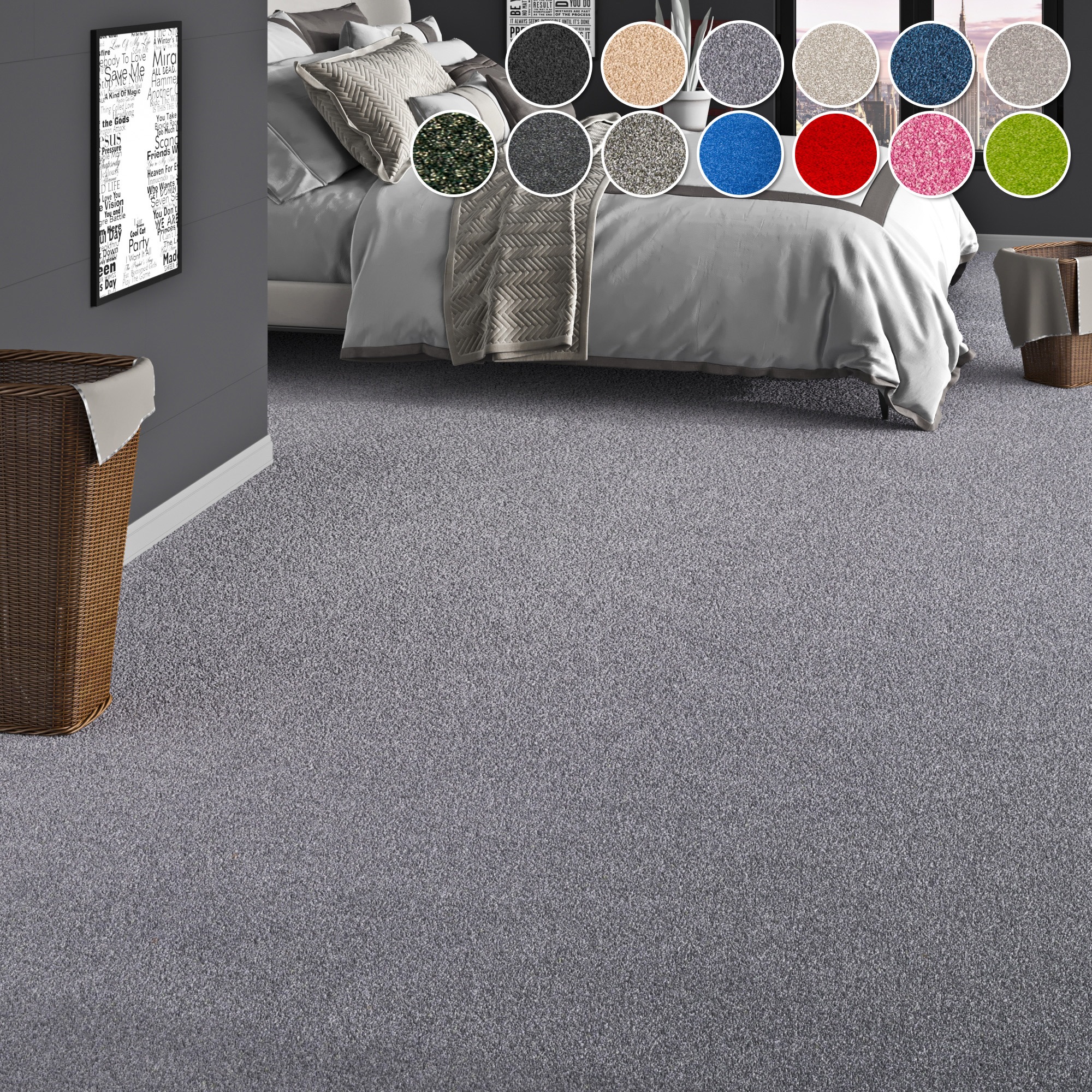 Image of GOODproduct Teppichboden "Zephyra, Schlinge, Gesamthöhe 8 mm, Made in Netherlands" rechteckig Uni Farben, Breite 400 cm, strapazierfähig, Wohnzimmer, Schlafzimmer
