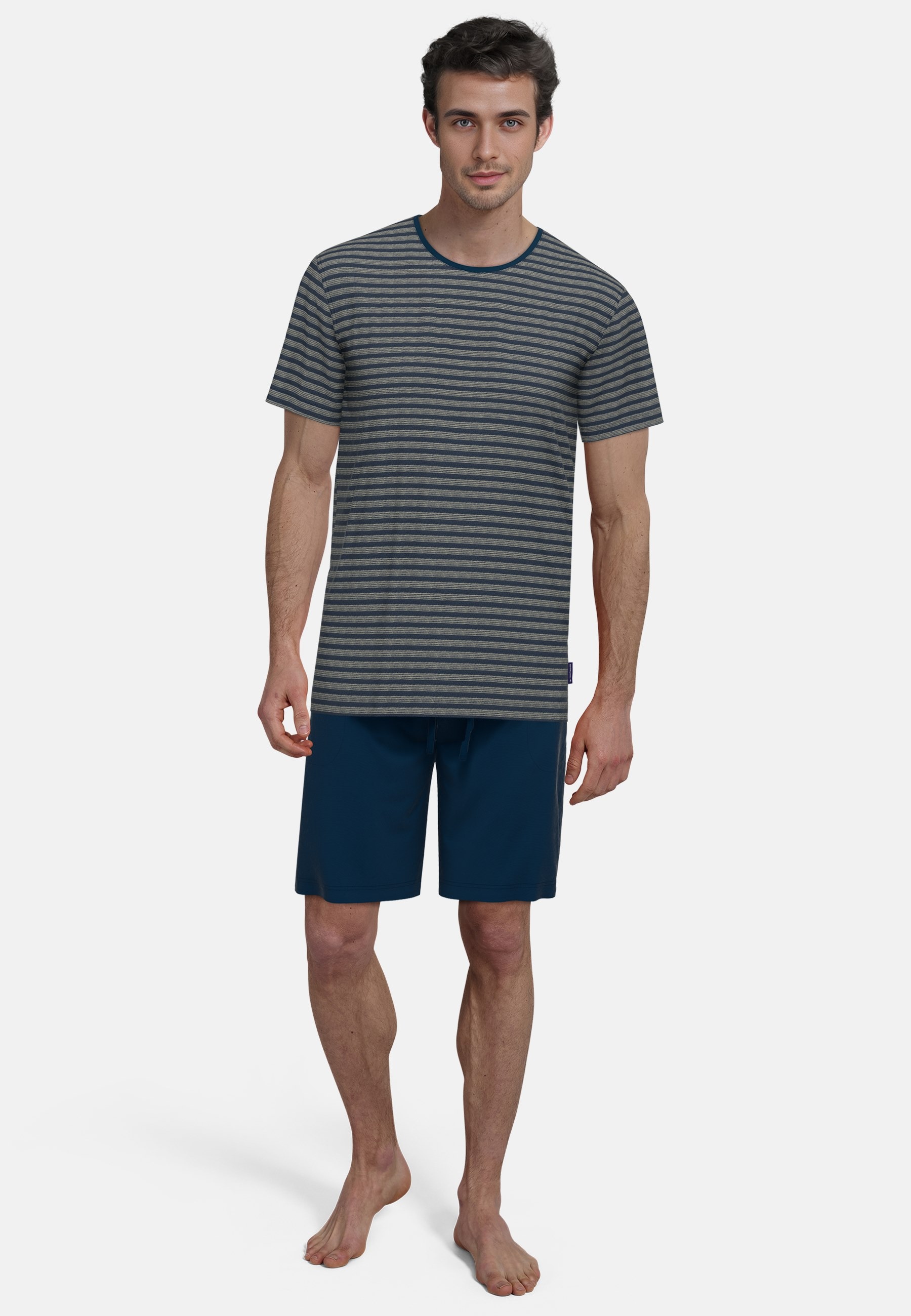 Image of TOM TAILOR Shorty "Longford" 2 tlg. Streifendesign, Kurzarm, Rundhalsausschnitt, kurze Hose, Baumwollmix