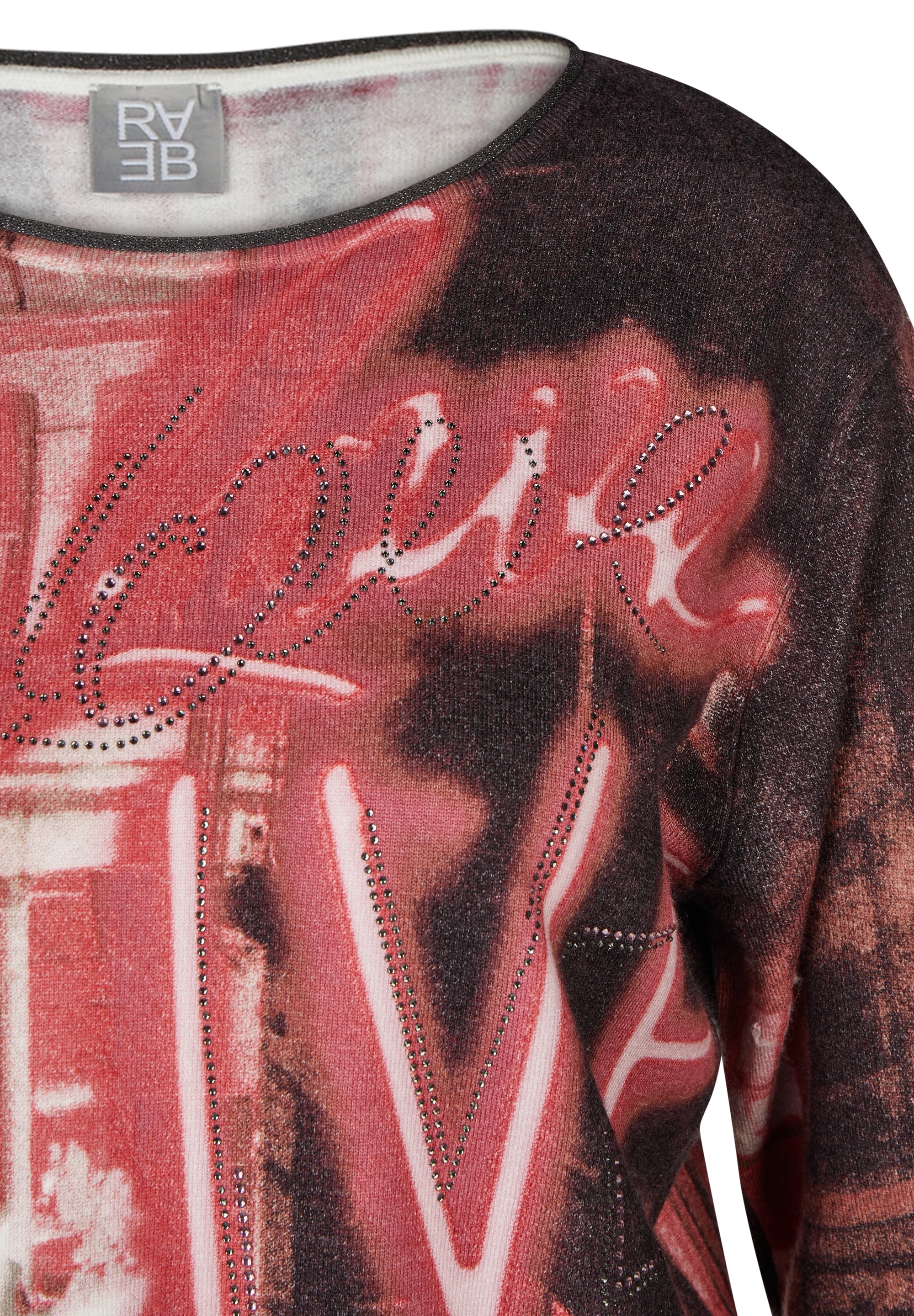 Rabe Rundhalspullover mit Allover-Print und Glitzer-Details