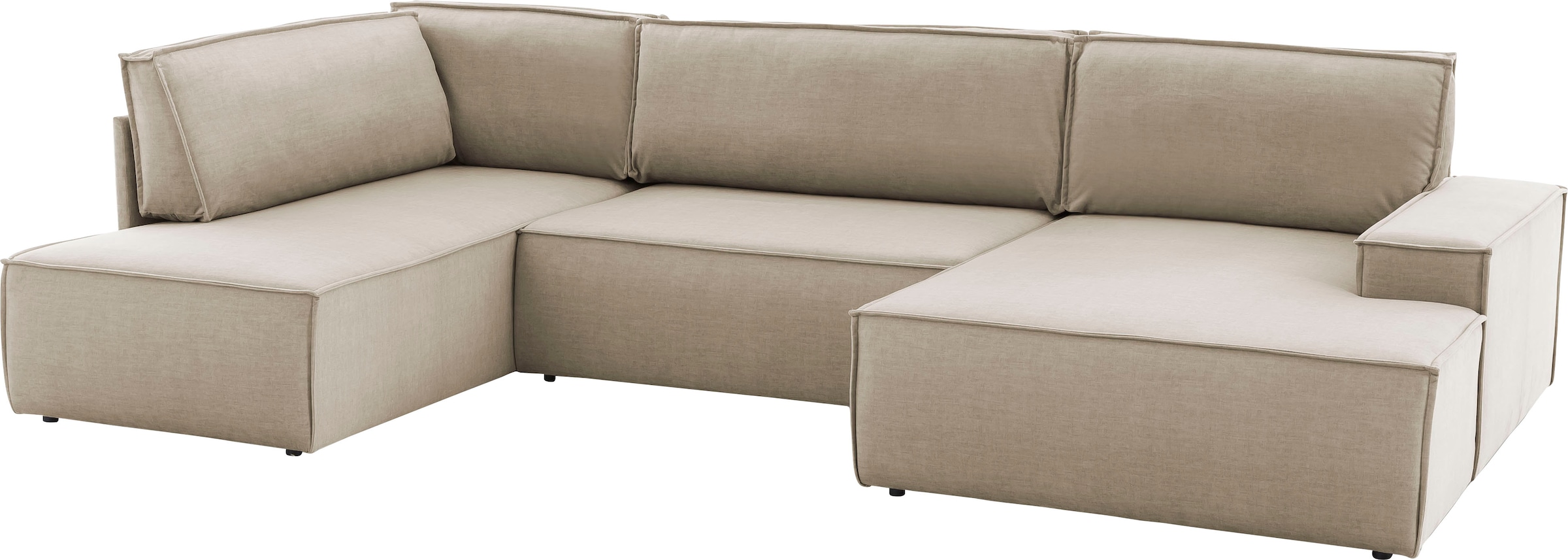 Home affaire Wohnlandschaft »SHERWOOD 329 cm, U-Form, Schlafsofa,«, Schlaffunktion m. Bettkasten (194x139 cm), Cord, Vintage, Samtvelours