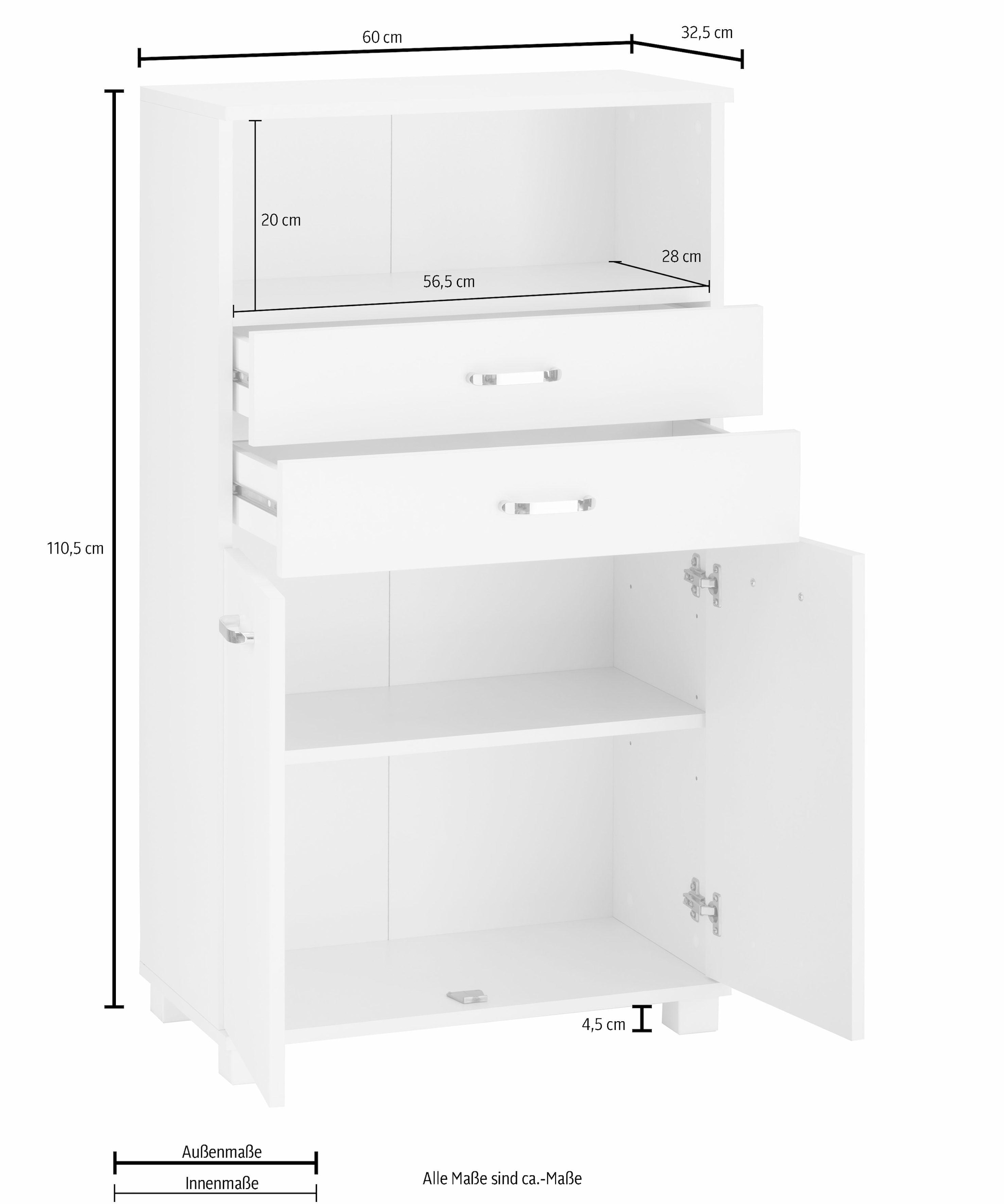 ♕ Schildmeyer Midischrank »Colli«, 60 versandkostenfrei mit Badezimmerschrank auf cm, Breite Metallgriffen, Ablageboden