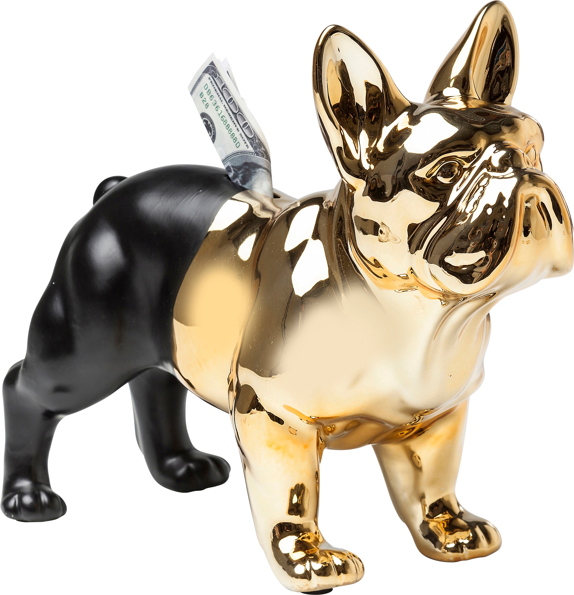 Image of Kare Design Schmuckkasten "Spardose Bulldog Gold-Schwarz"