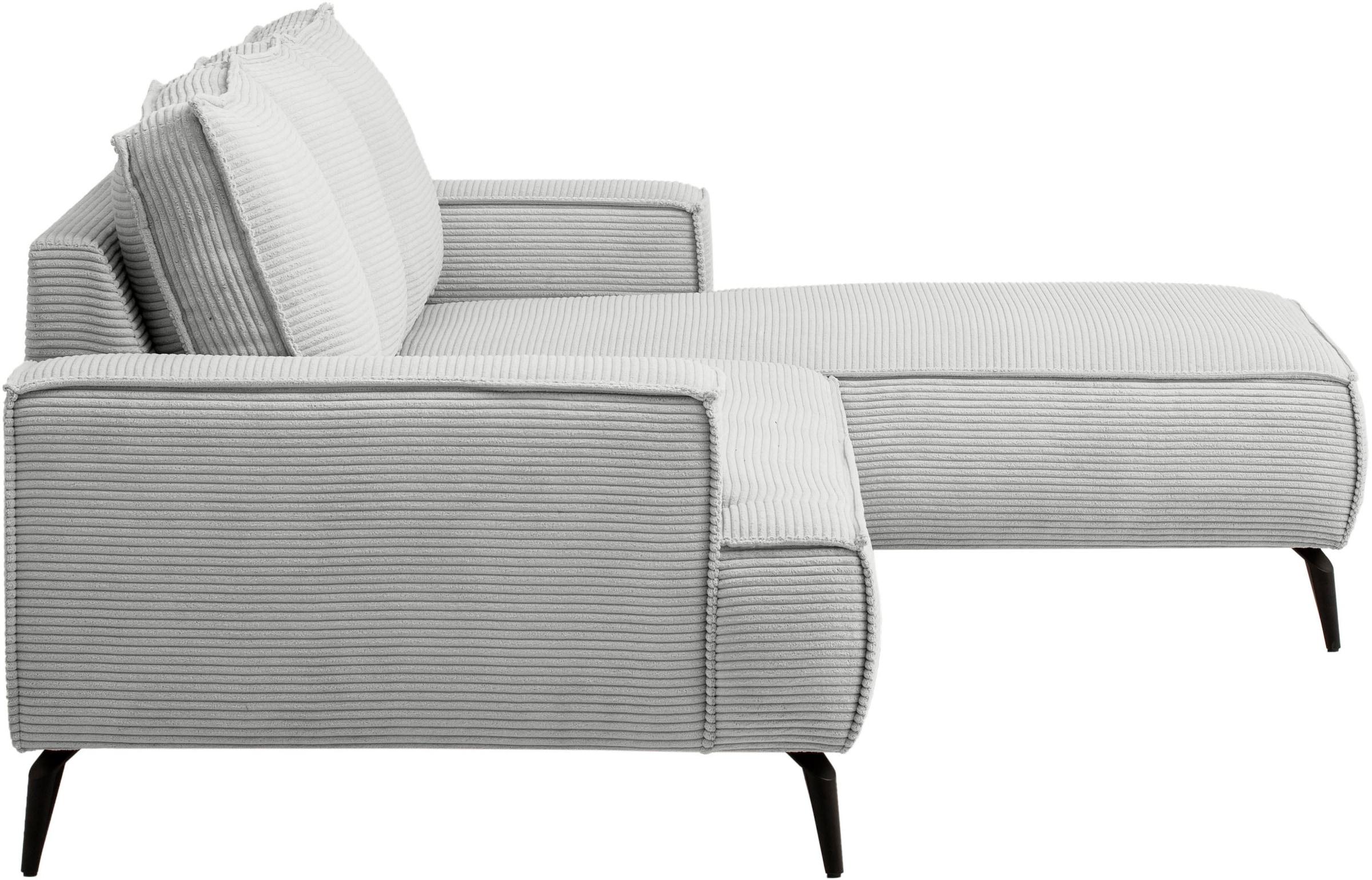 andas Ecksofa »TVINNU, L-Form in Cord, Sofa«, wahlweise Recamiere rechts/links, schwarze Füsse, bequemer Sitzkomfort