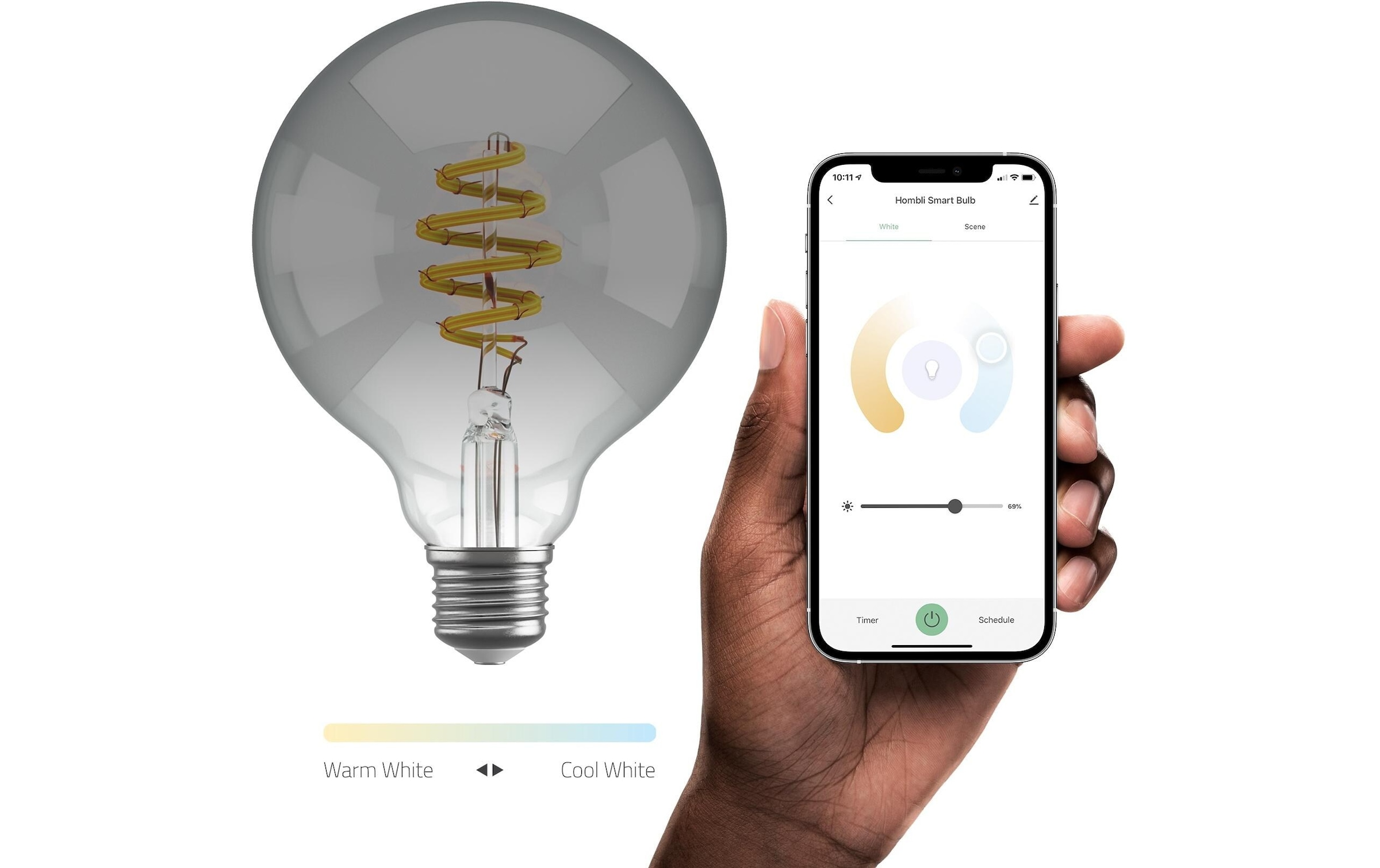 Hombli LED-Leuchtmittel »Smart Filament Bulb E27 Smokey Globe«, E27, 1 St., Kaltweiss-Neutralweiss-Tageslichtweiss-Warmweiss