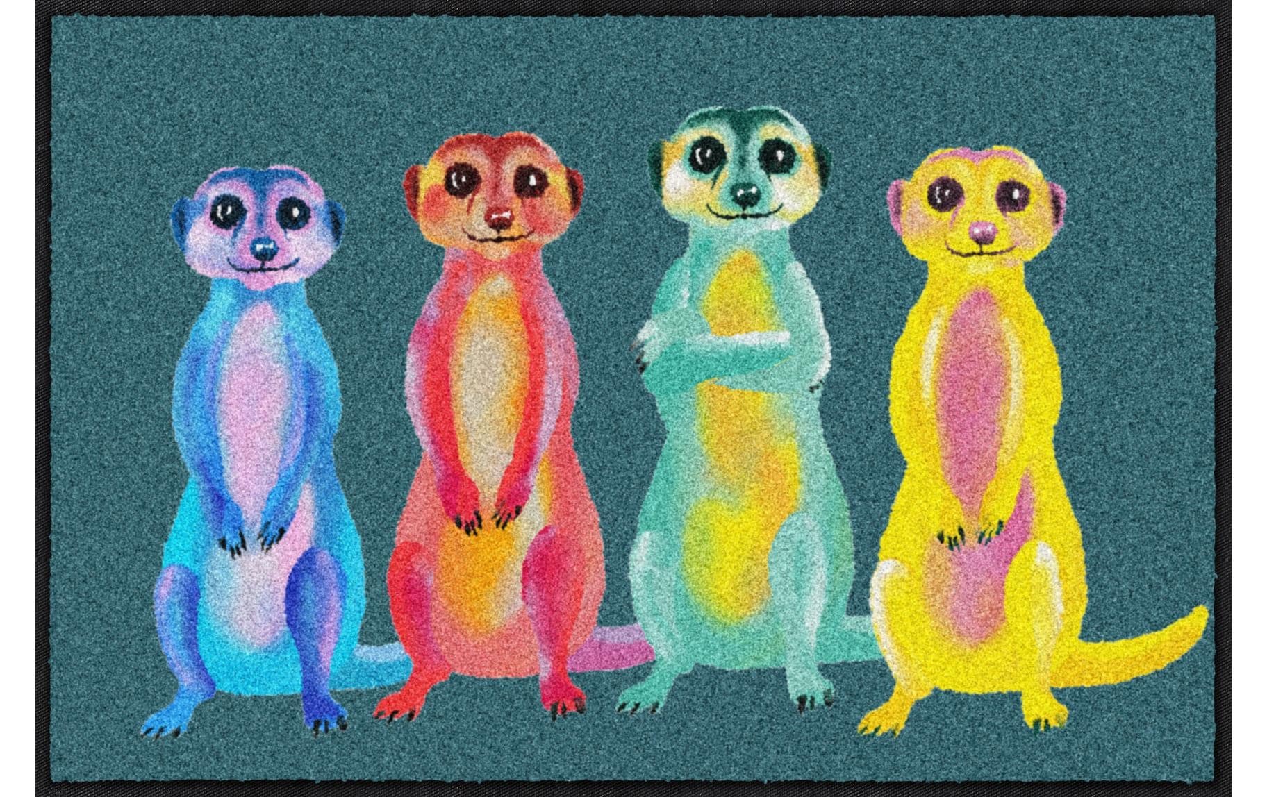 Image of Salonloewe Fussmatte "Rainbow Meerkats 50 cm x 75 cm"