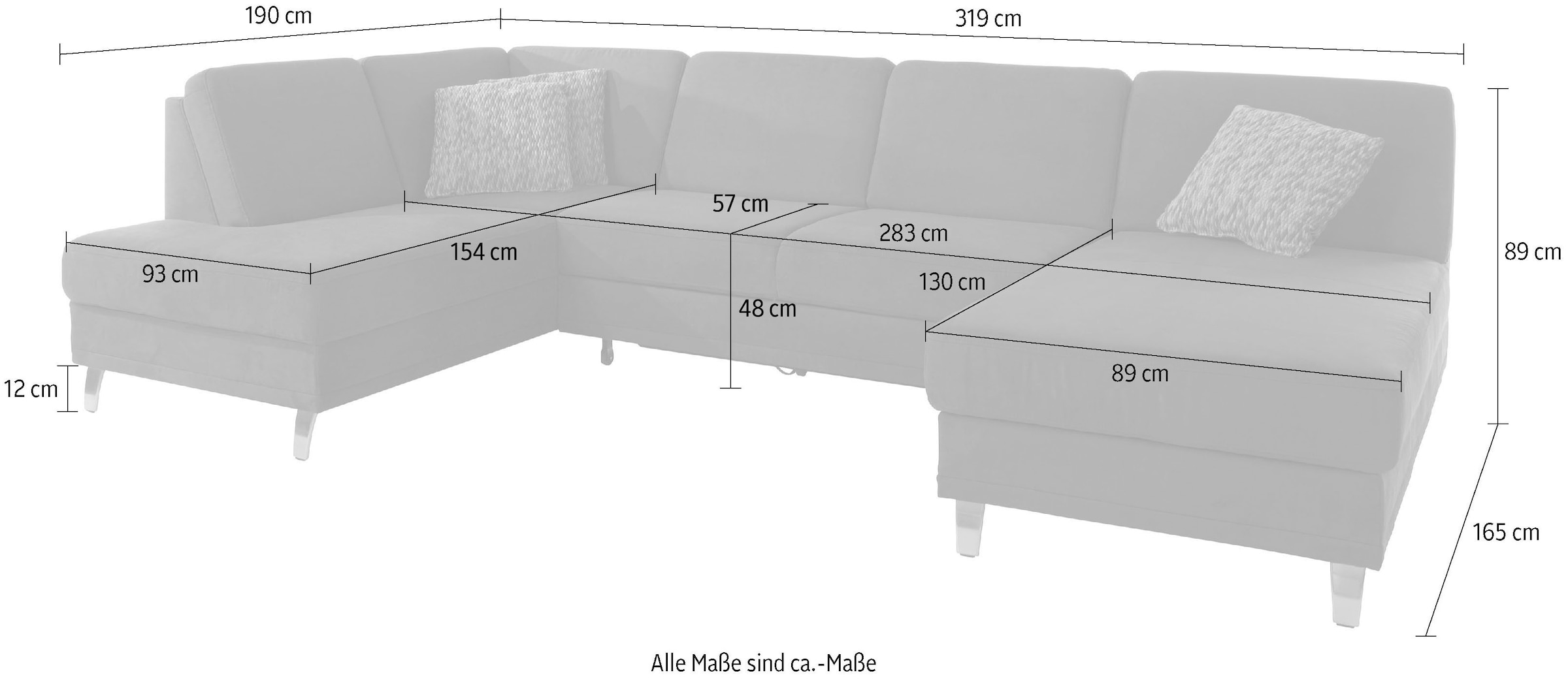 sit&more Paysage de salon »Clio U-Form« wahlweise mit Bettfunktion und Bettkasten, inklusive Federkern