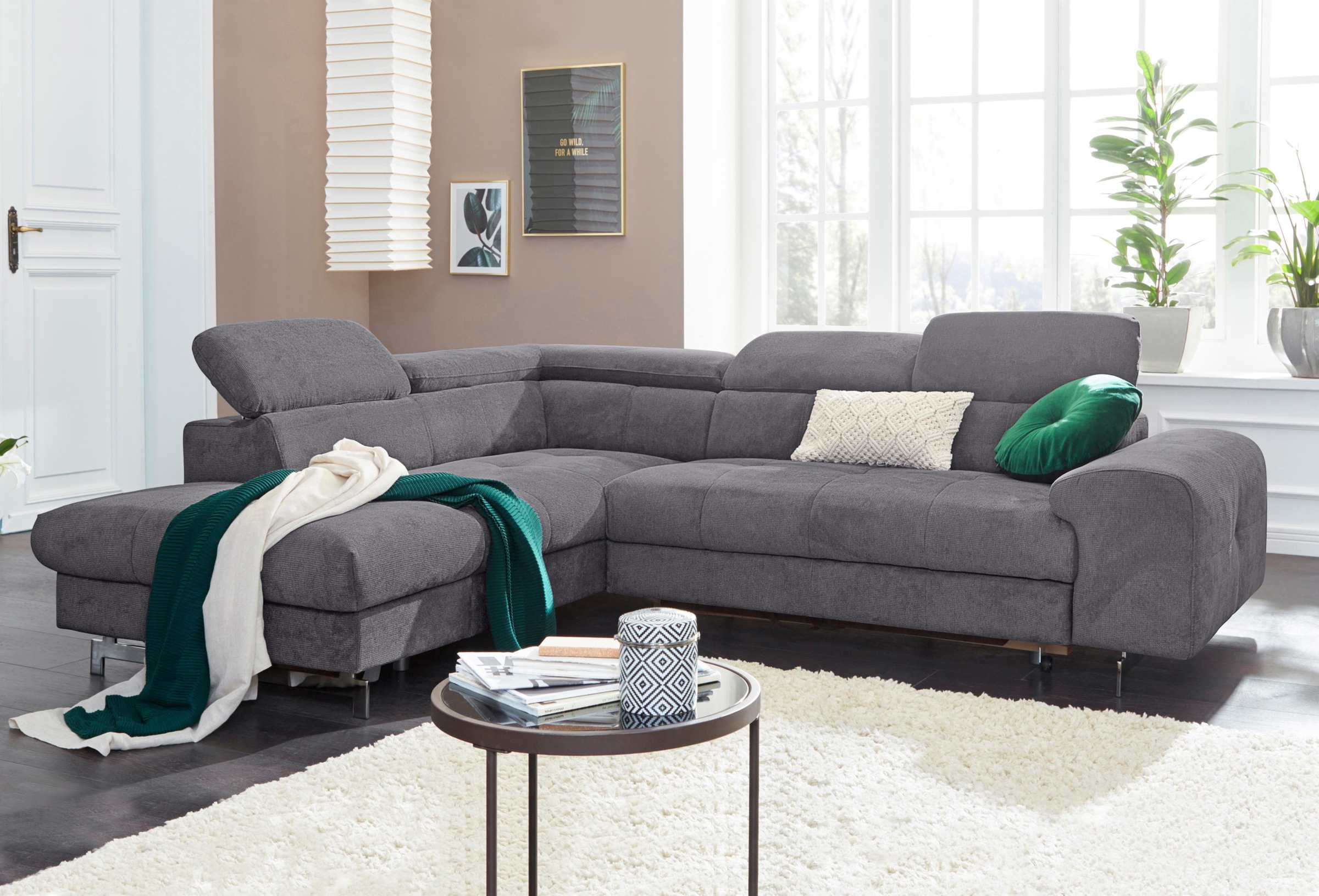 COTTA Ecksofa »Chef L-Form«, mit Kopfteilverstellung, wahlweise mit Bettfunktion