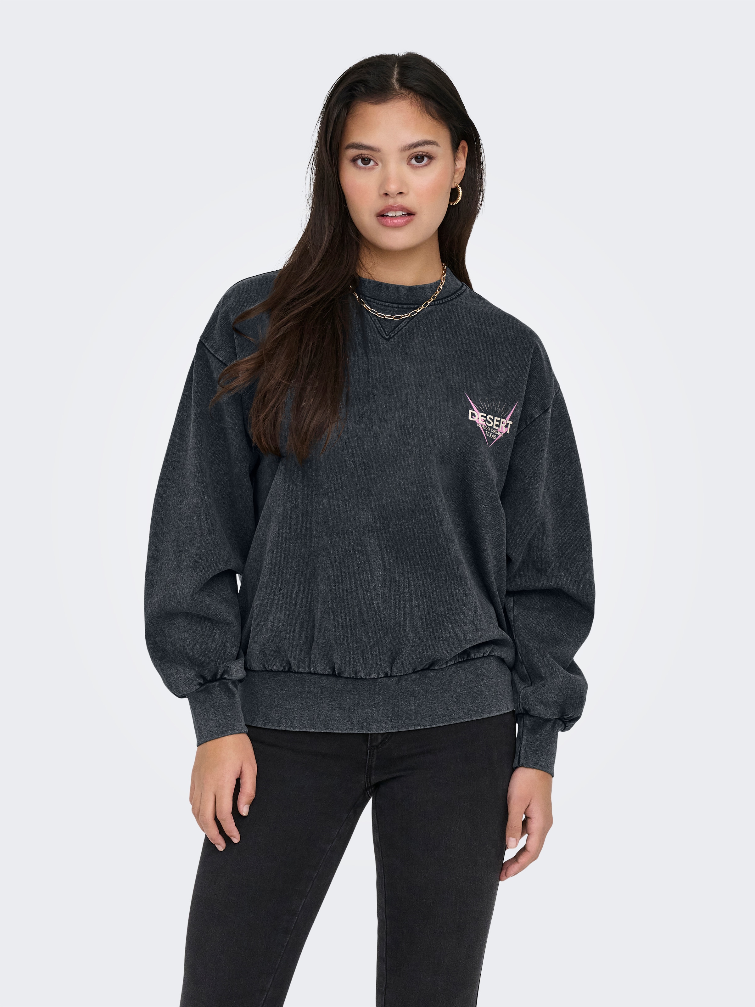 Image of ONLY Sweatshirt "ONLLUCINDA L/S WILD O-NECK BOX SWT"