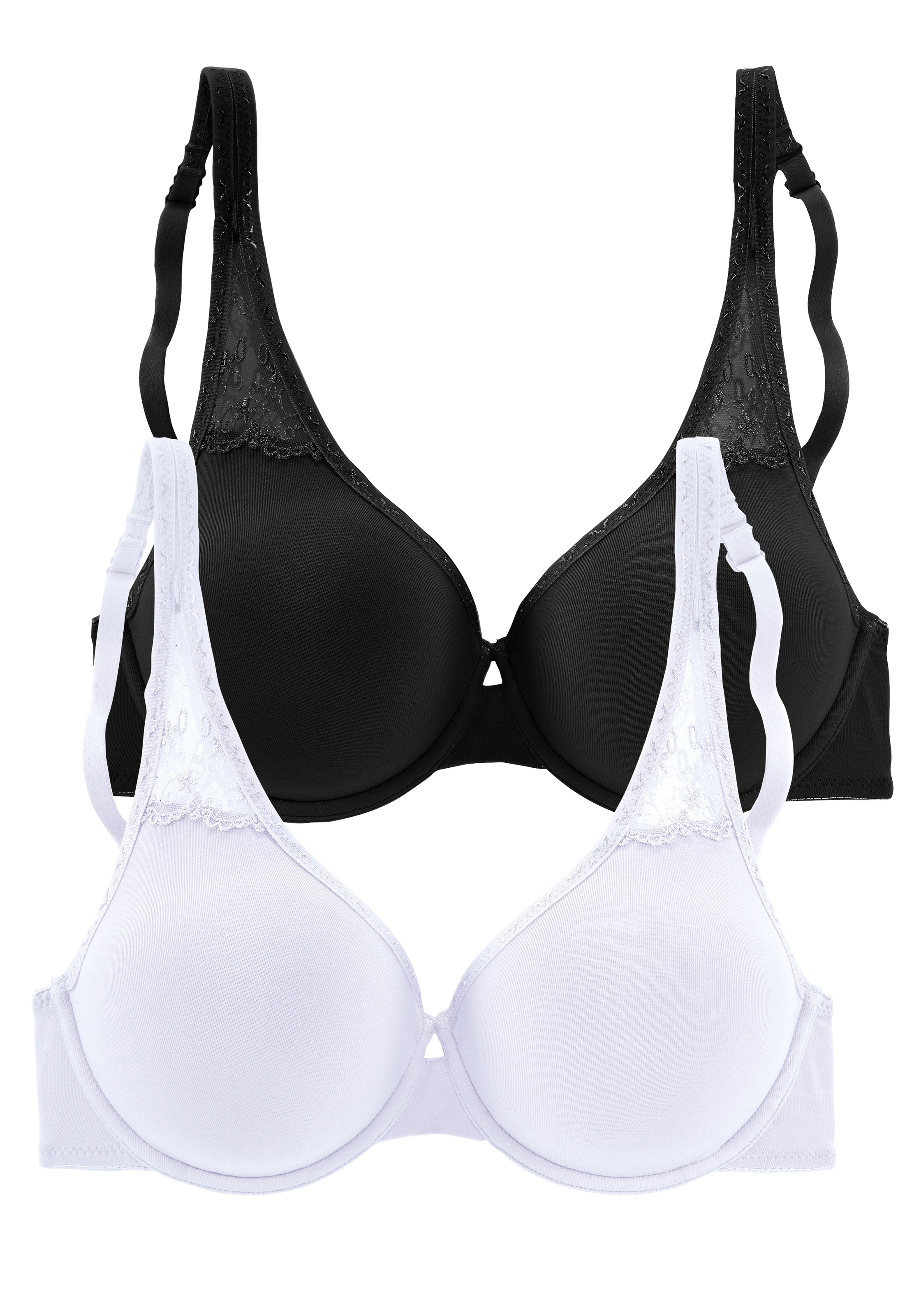 petite fleur by Lascana T-Shirt-BH Packung, aus weicher Baumwolle mit Spitzeneinsätzen