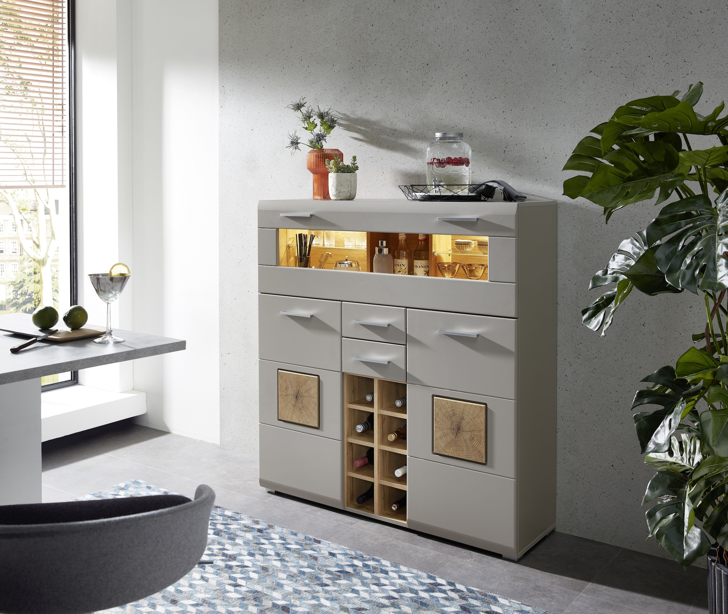 Innostyle Barschrank »FUN PLUS II« 2 Holztüren, 19 Fächer, 1 Klappe,  Softclose, ABS Kantenschutz