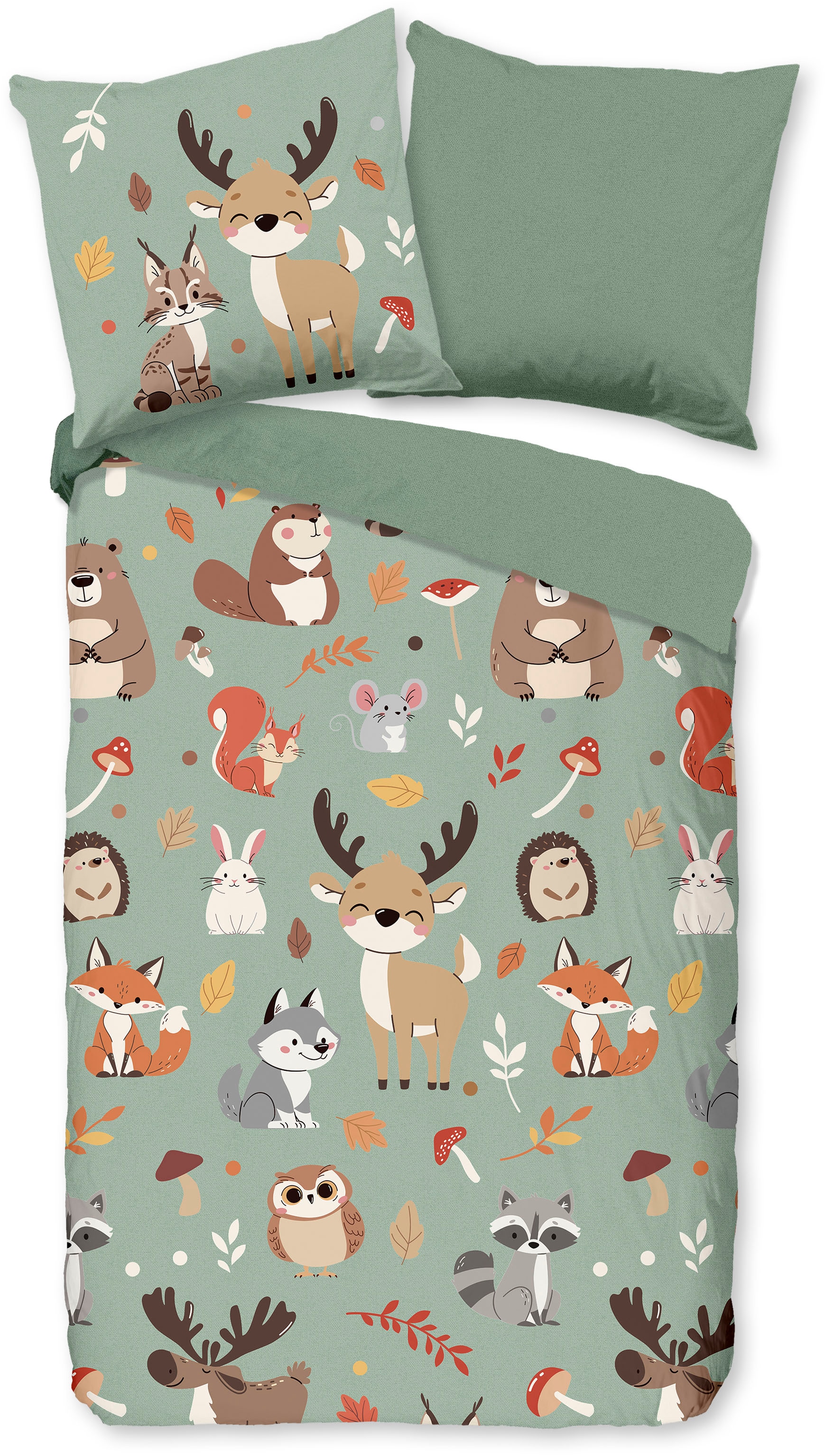 good morning Linge de lit pour enfants »Ville« 2 cuis tlg. Baumwolle, Renforcé, Wendeoptik, Kind, Herbst, Tiere